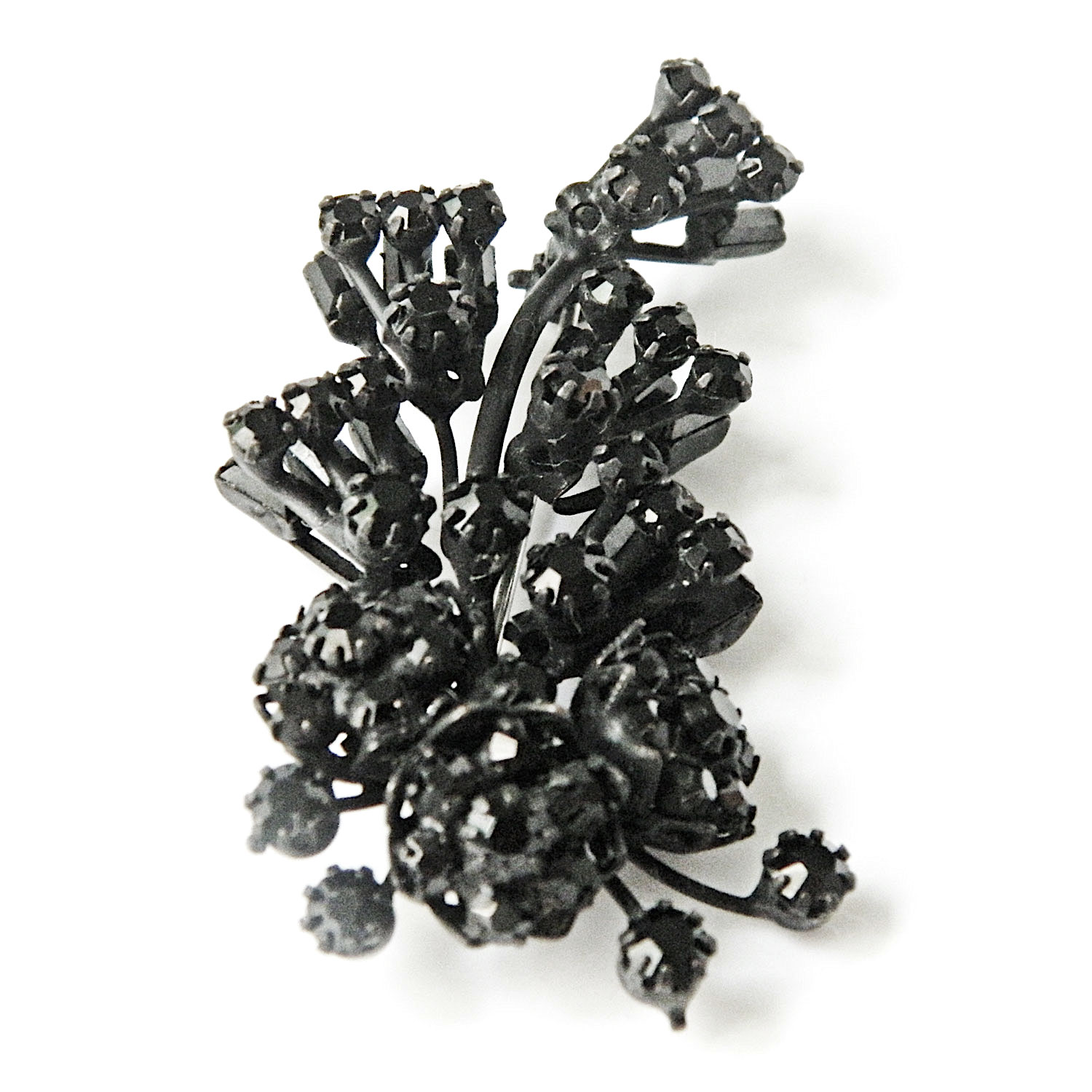 Vendome black rhinestone corsage brooch