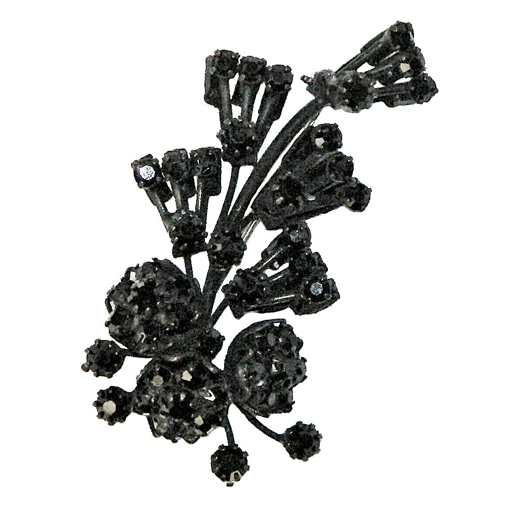 Vendome black rhinestone corsage brooch