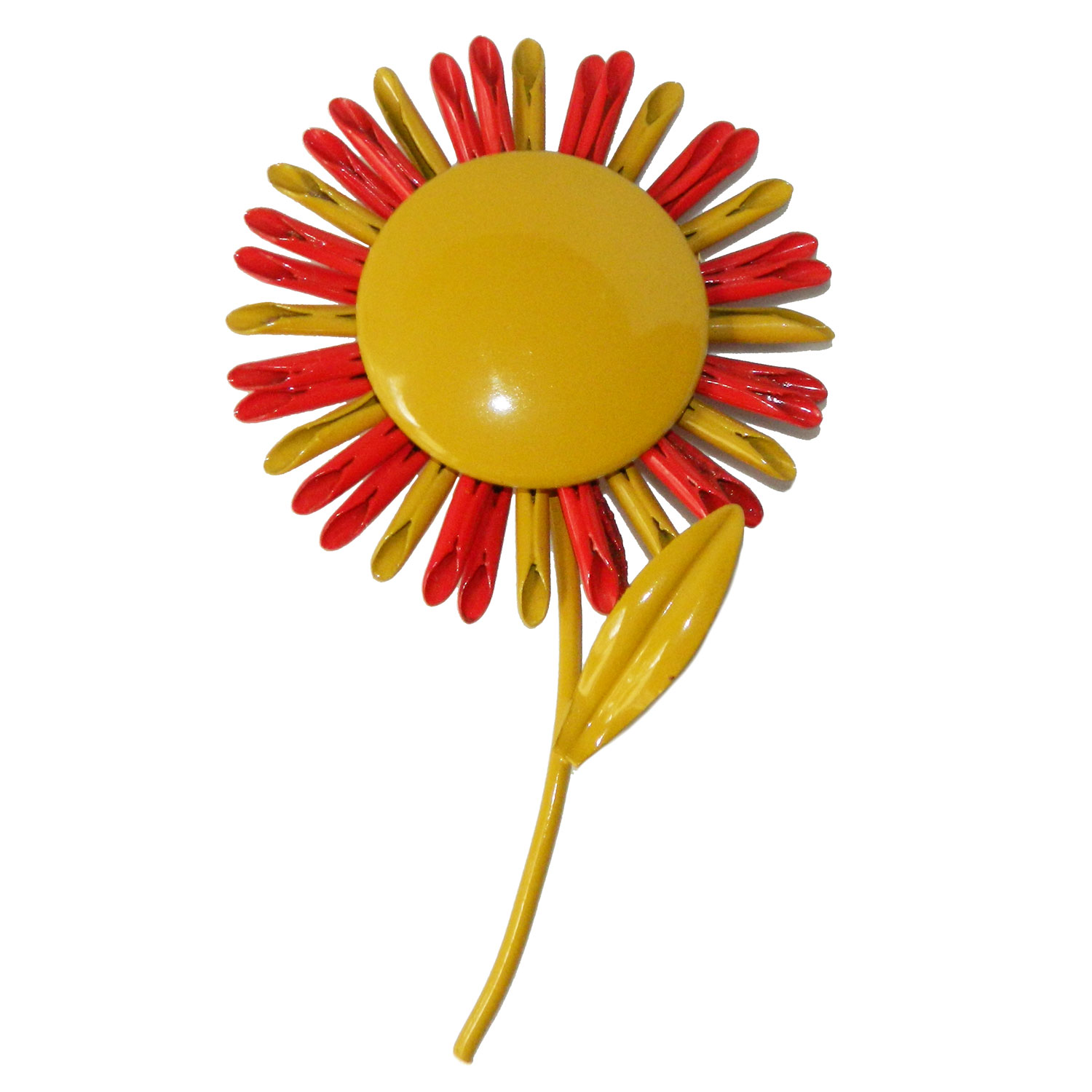1960s enameled flower brooch