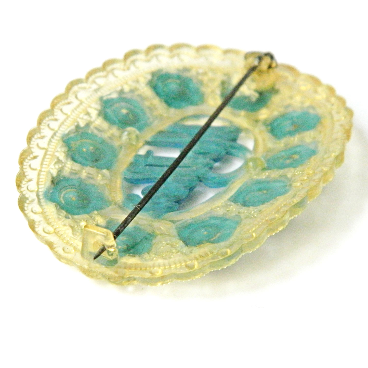 1930s celluloid rhinestone Mothers brooch