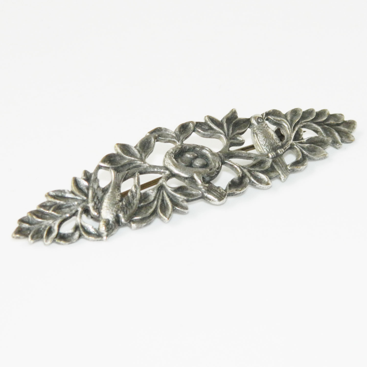 antique birds nest brooch