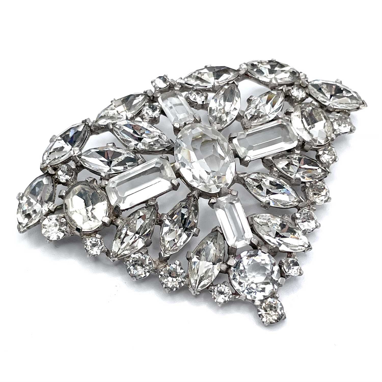 Cross and Jewel rhinestone brooch