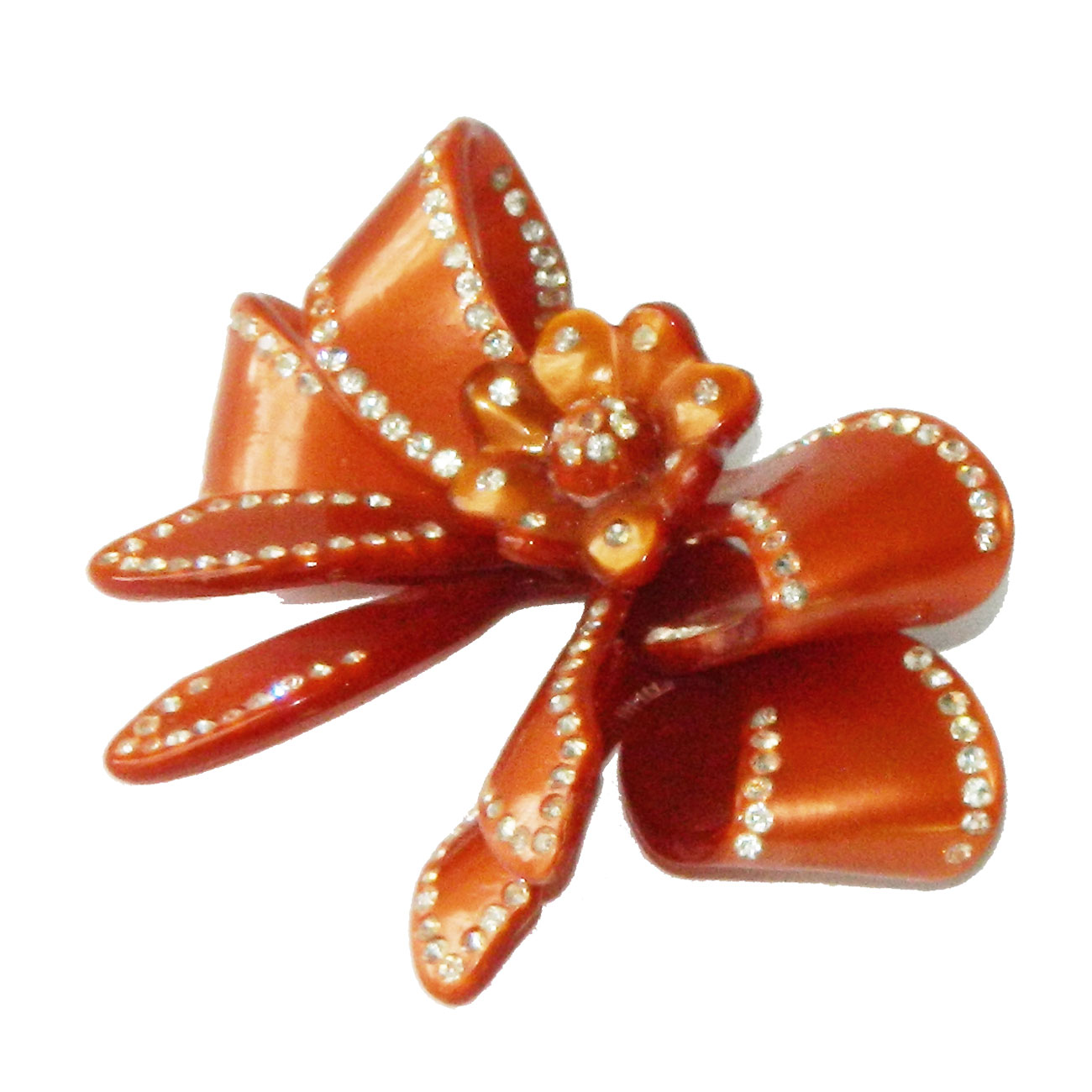 1930s celluloid rhinestone bow brooch