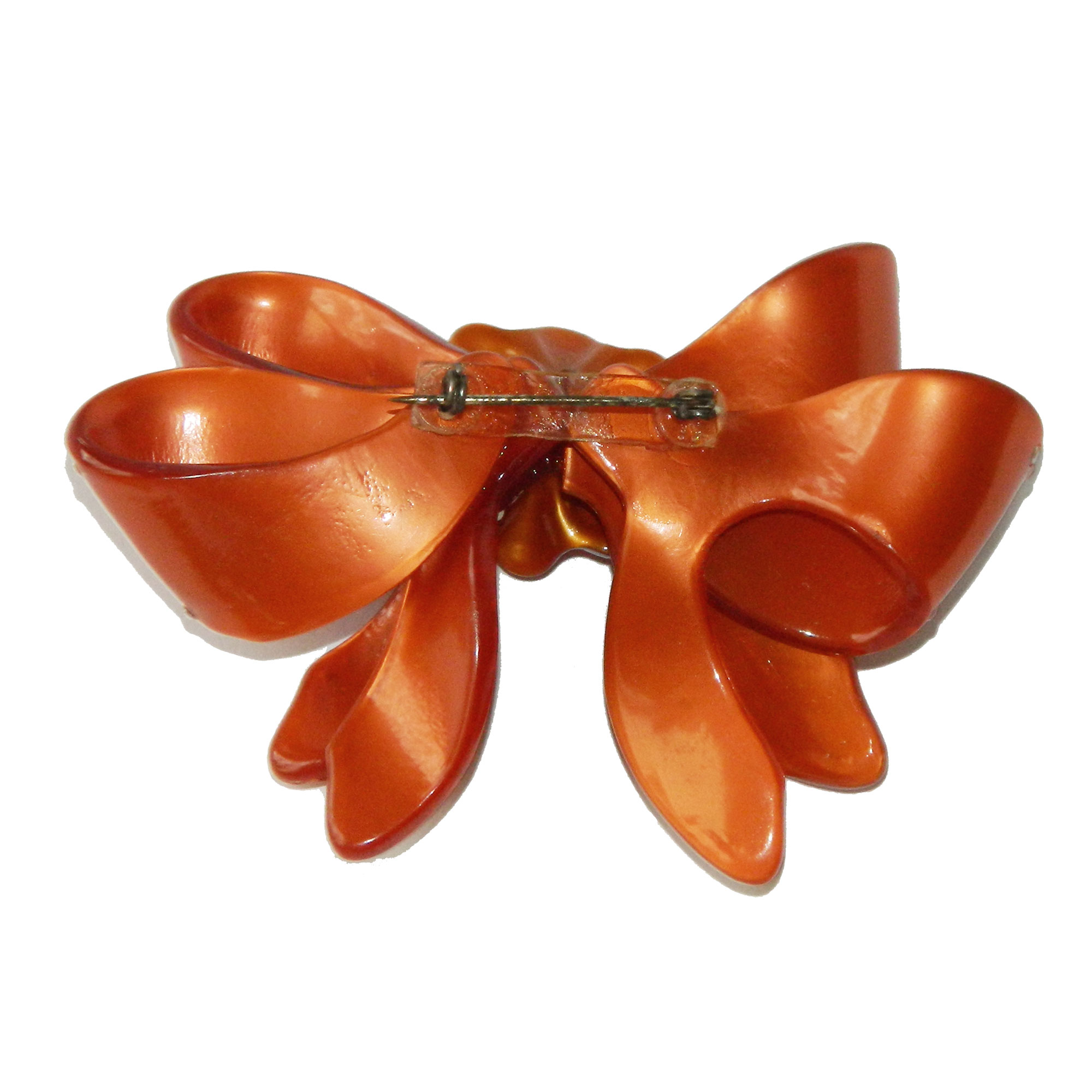 1930s celluloid rhinestone bow brooch