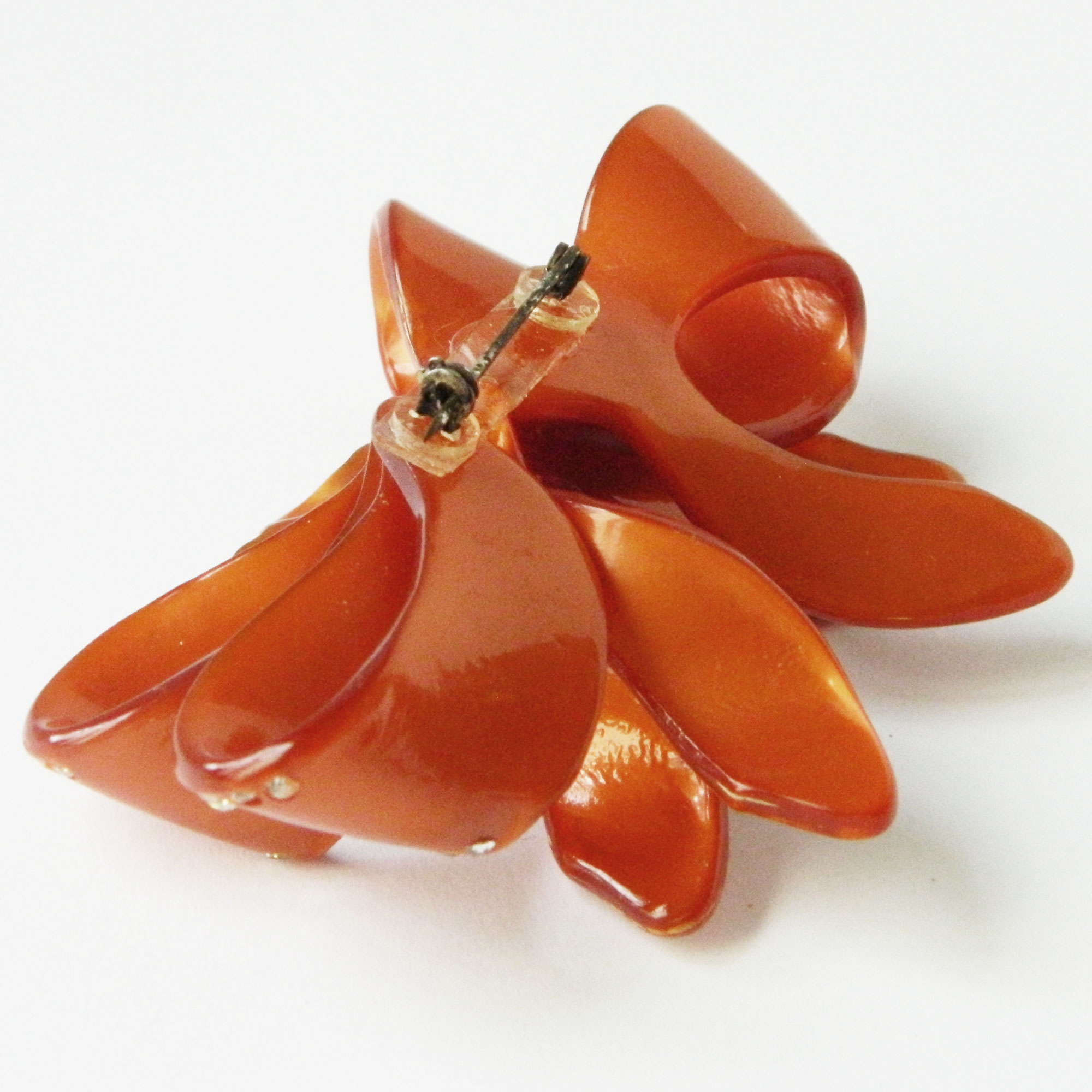 1930s celluloid rhinestone bow brooch
