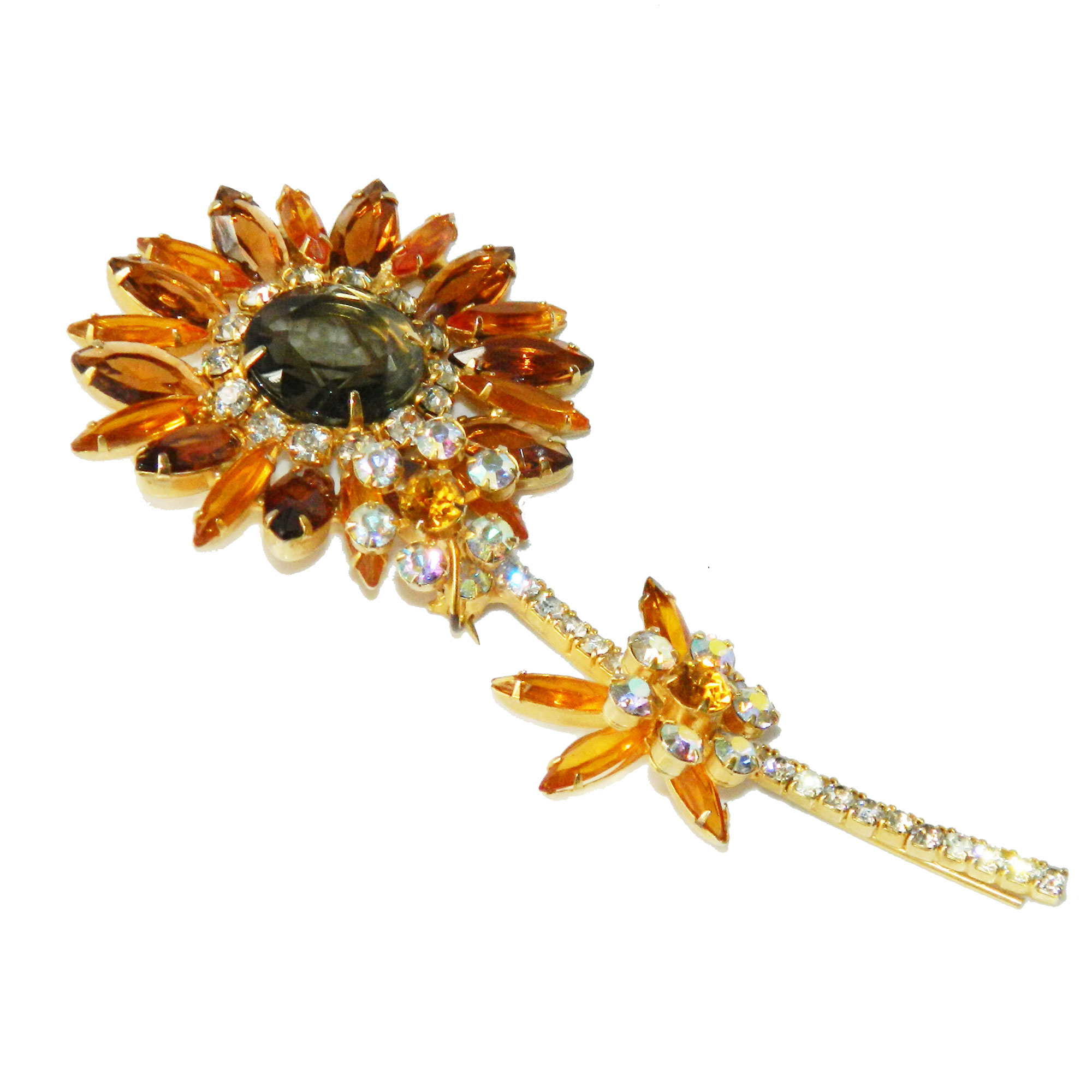 1960s Juliana rhinestone flower brooch