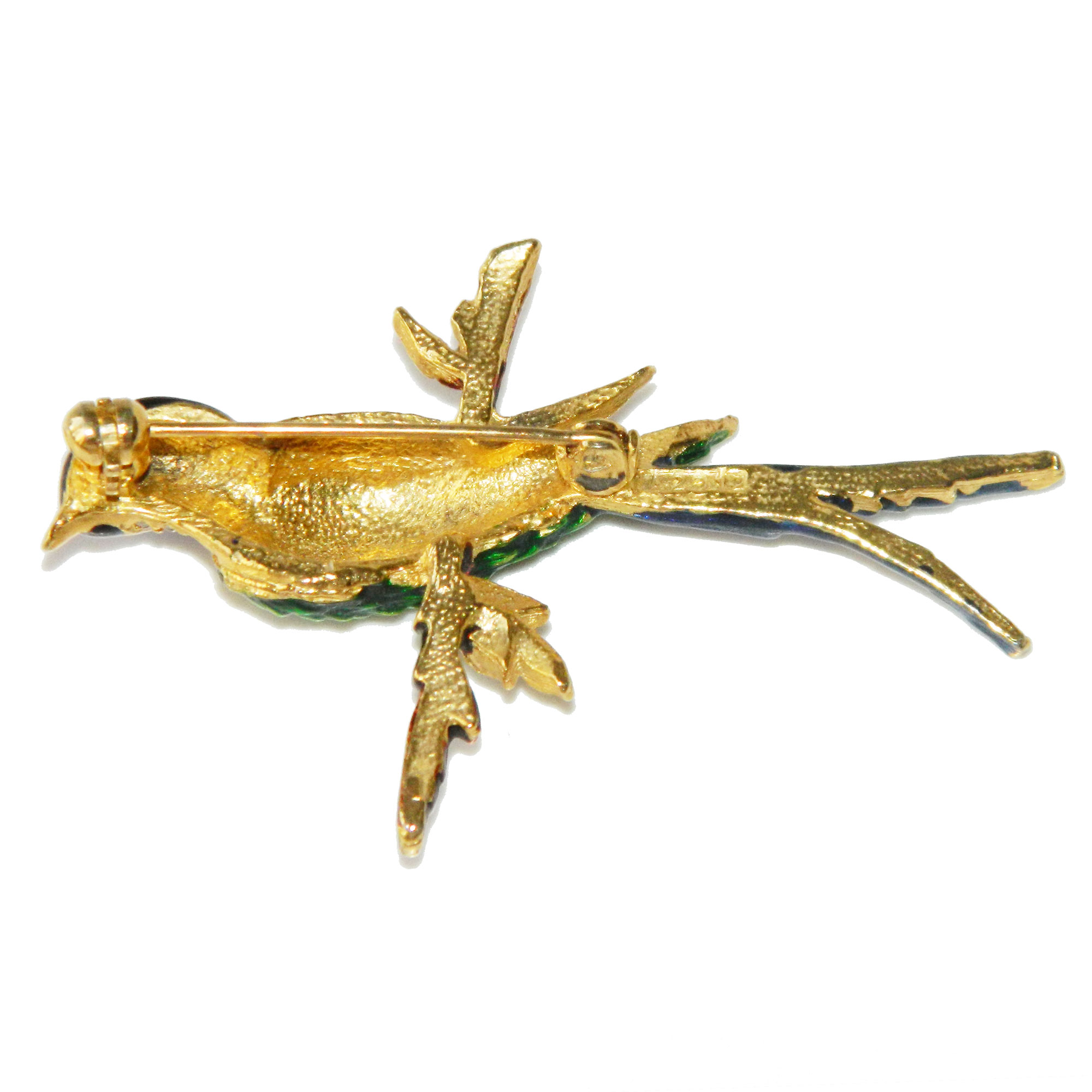 Enameled bird brooch