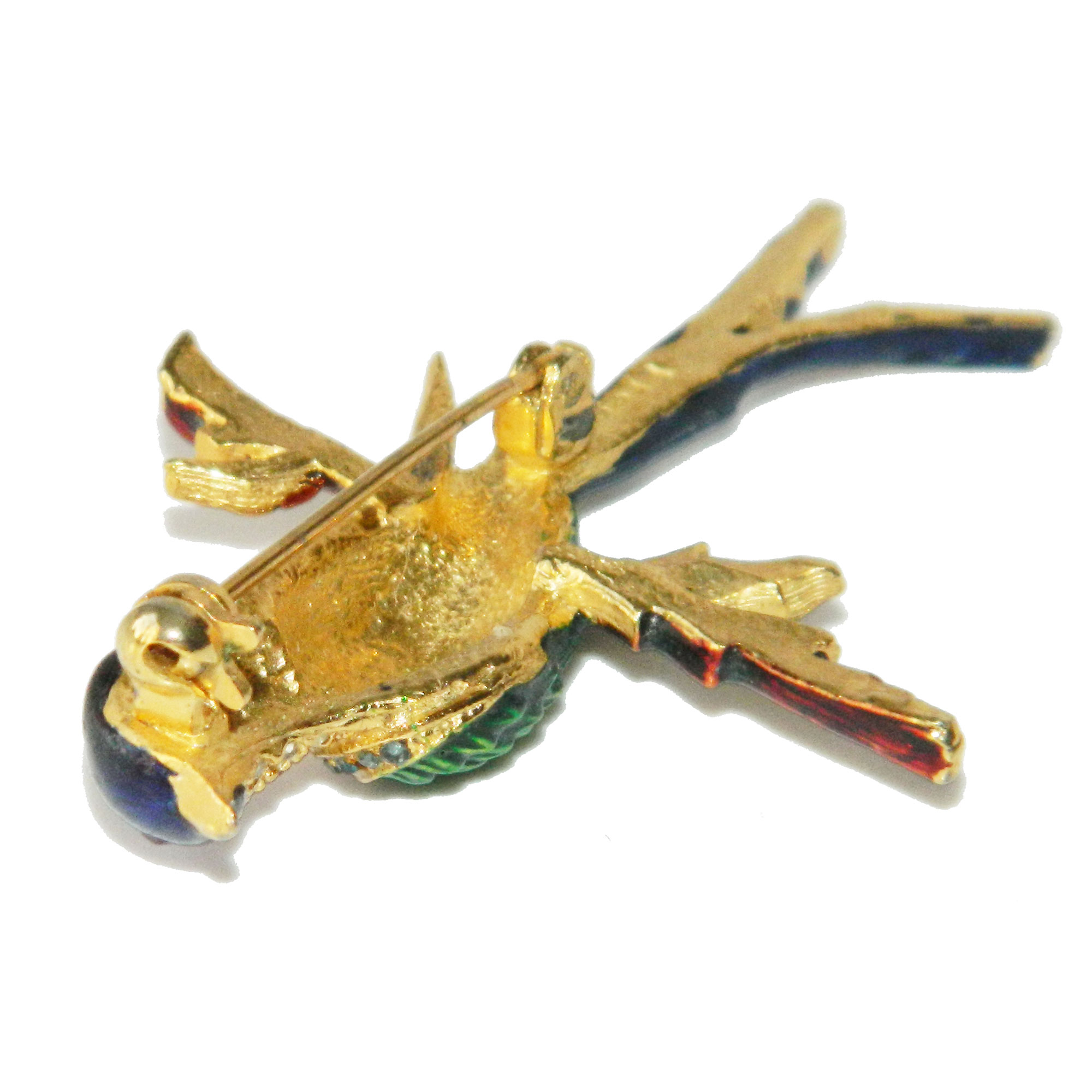 enameled bird brooch
