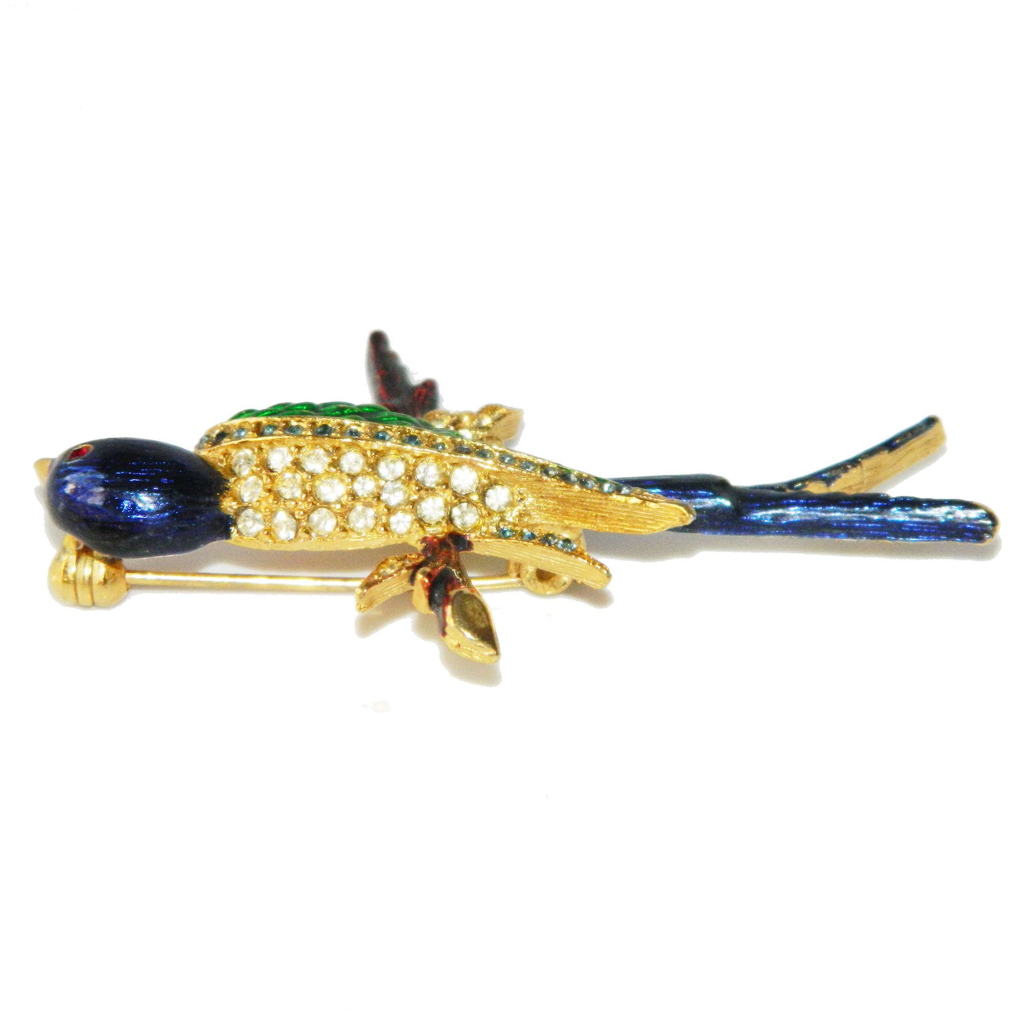 enameled bird brooch