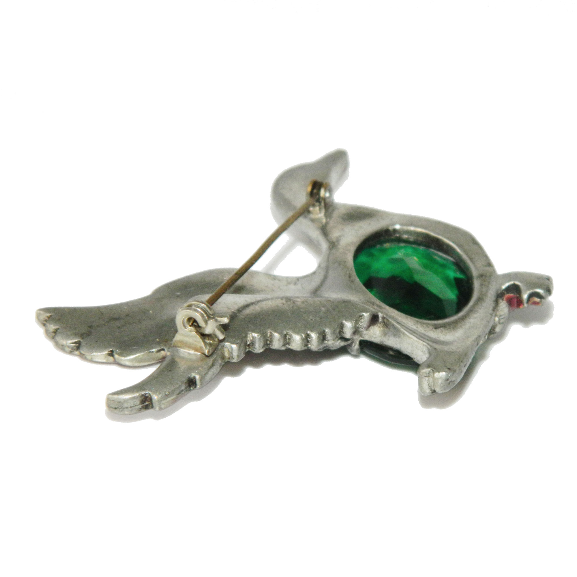 1940s mallard duck rhinestone brooch