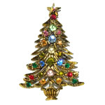 Hollycraft Christmas Tree Brooch