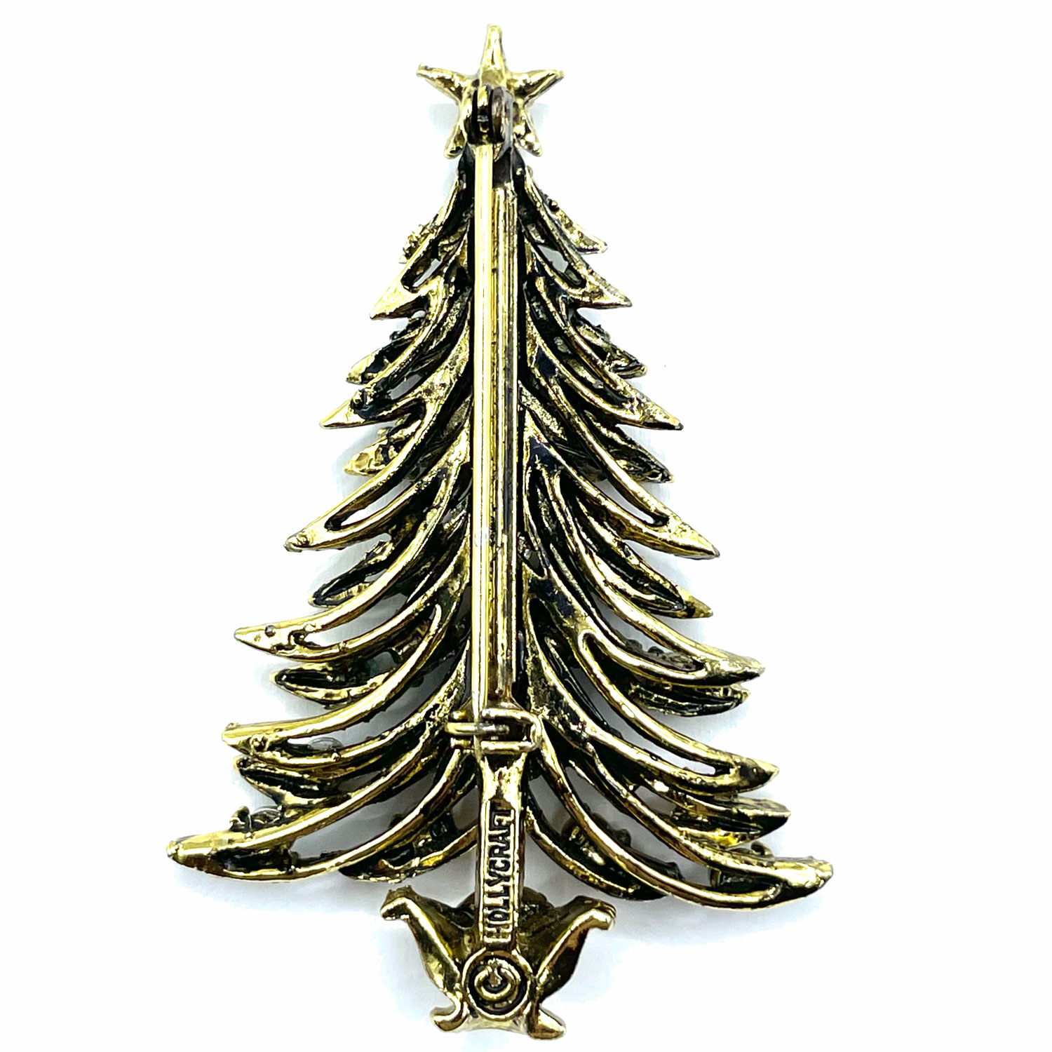 Hollycraft Christmas tree pin