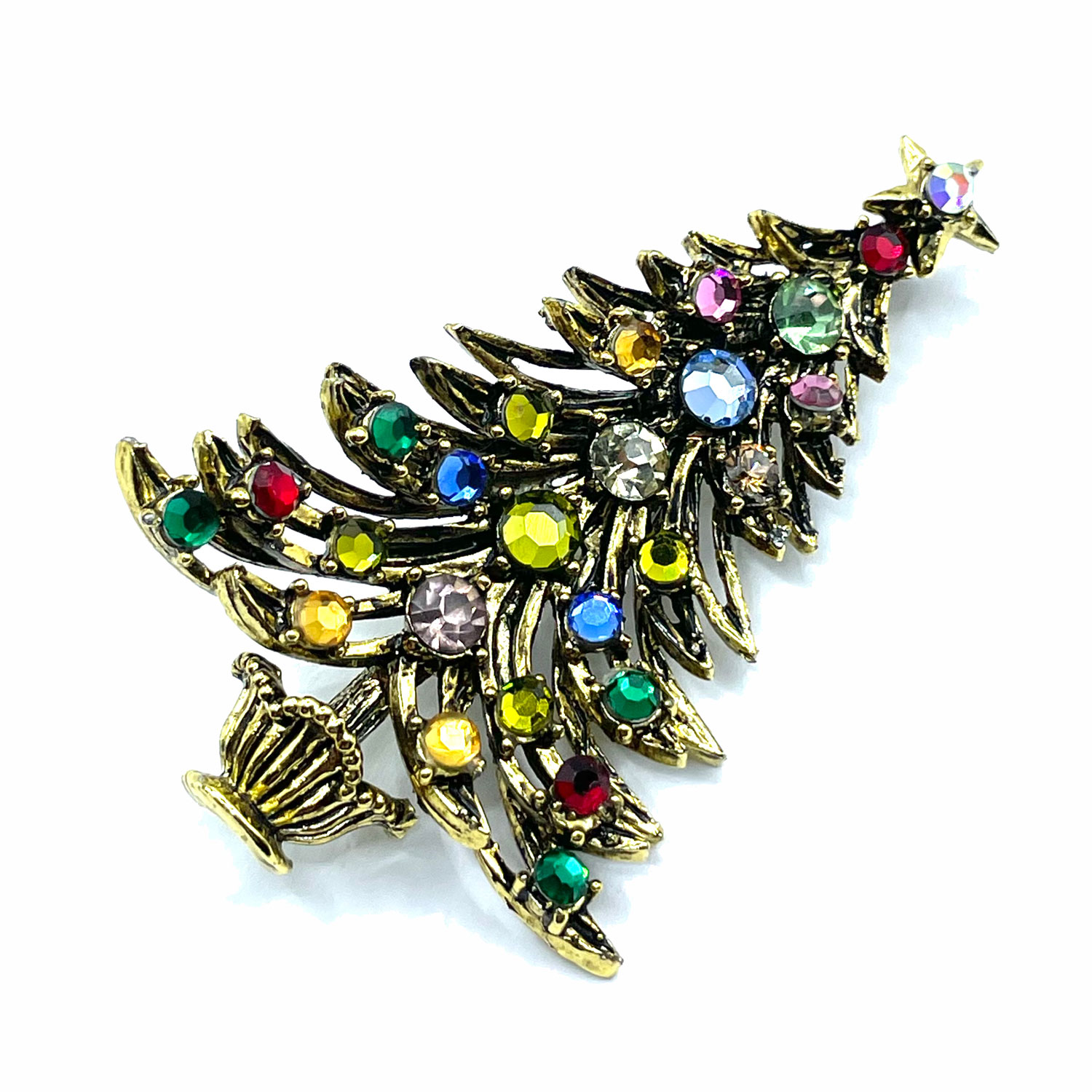 Hollycraft Christmas tree brooch