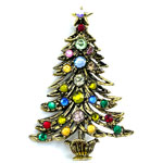 Hollycraft Christmas Tree Brooch