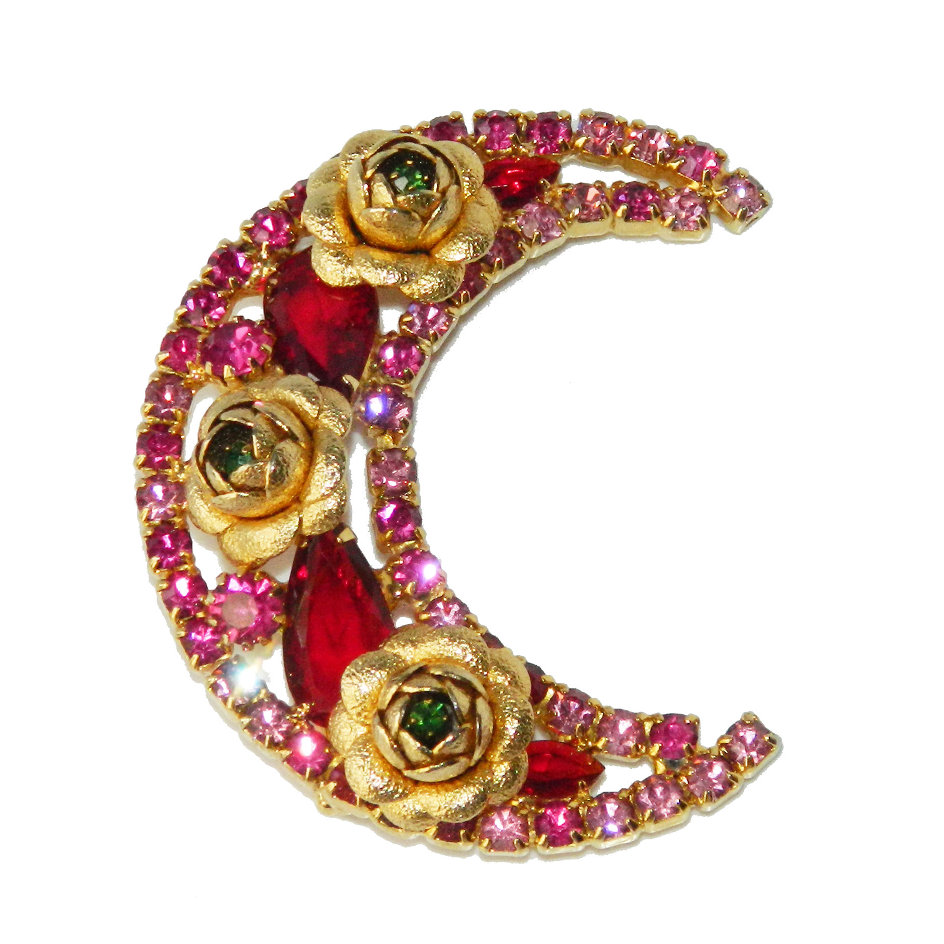 Hobé crescent rhinestone brooch