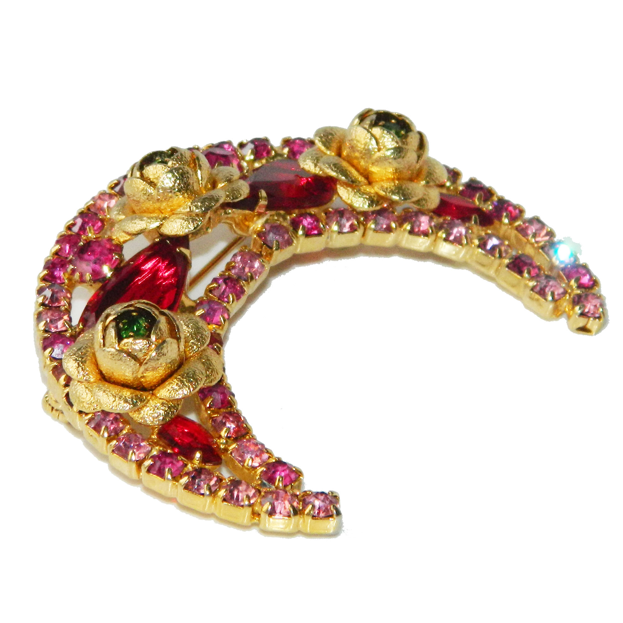 Hobé crescent rhinestone brooch