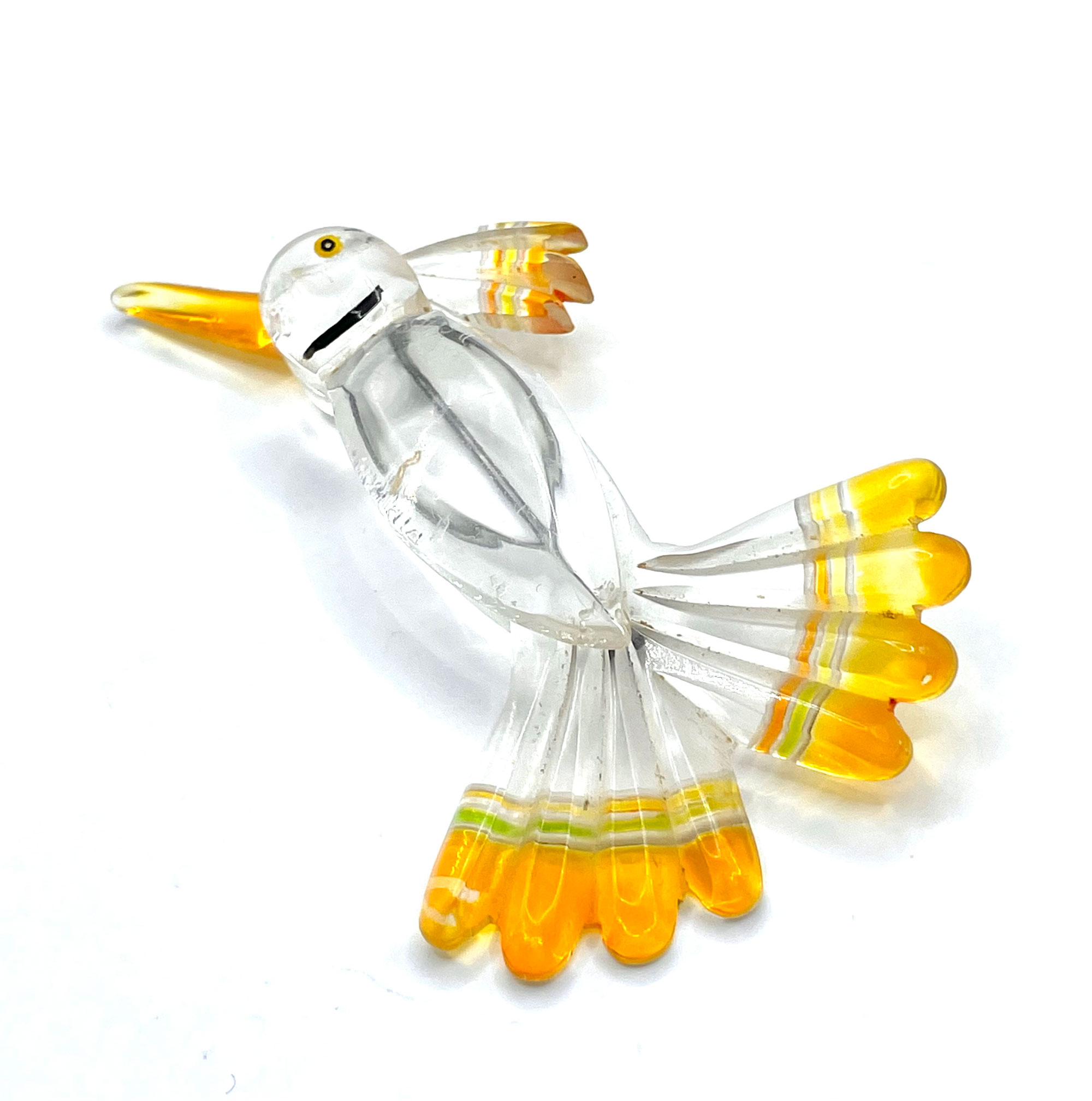 1940s lucite hummingbird brooch