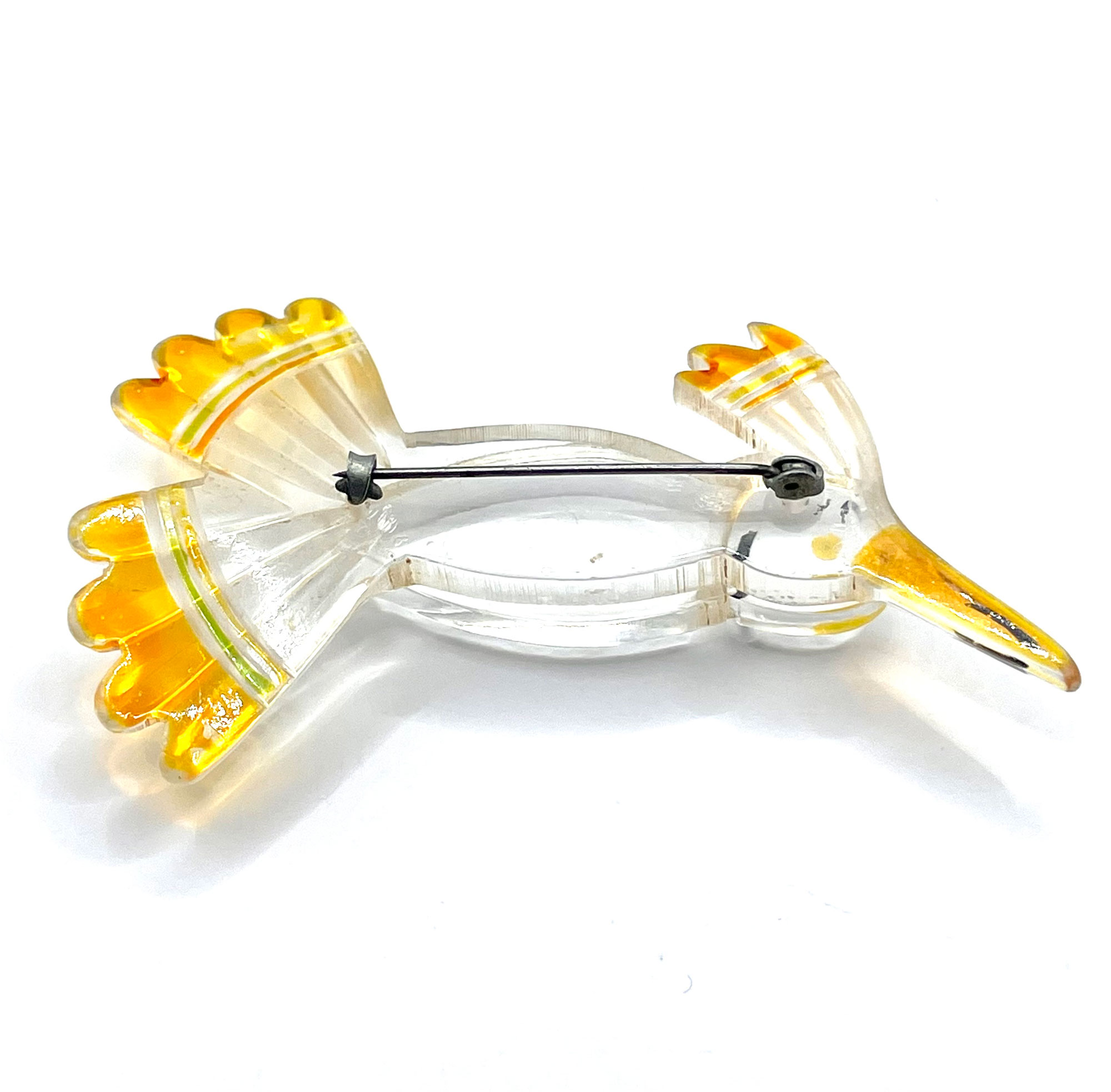 1940s lucite hummingbird brooch