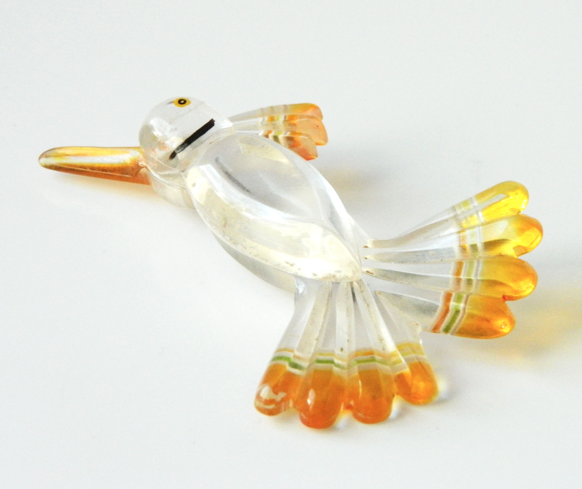1940s lucite hummingbird brooch