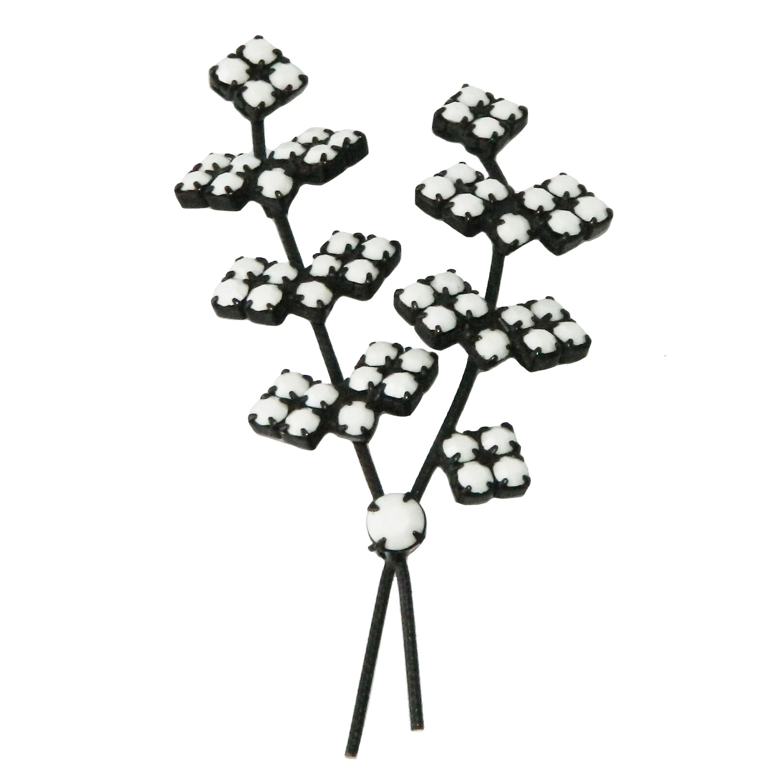 1950s black and white flower brooch