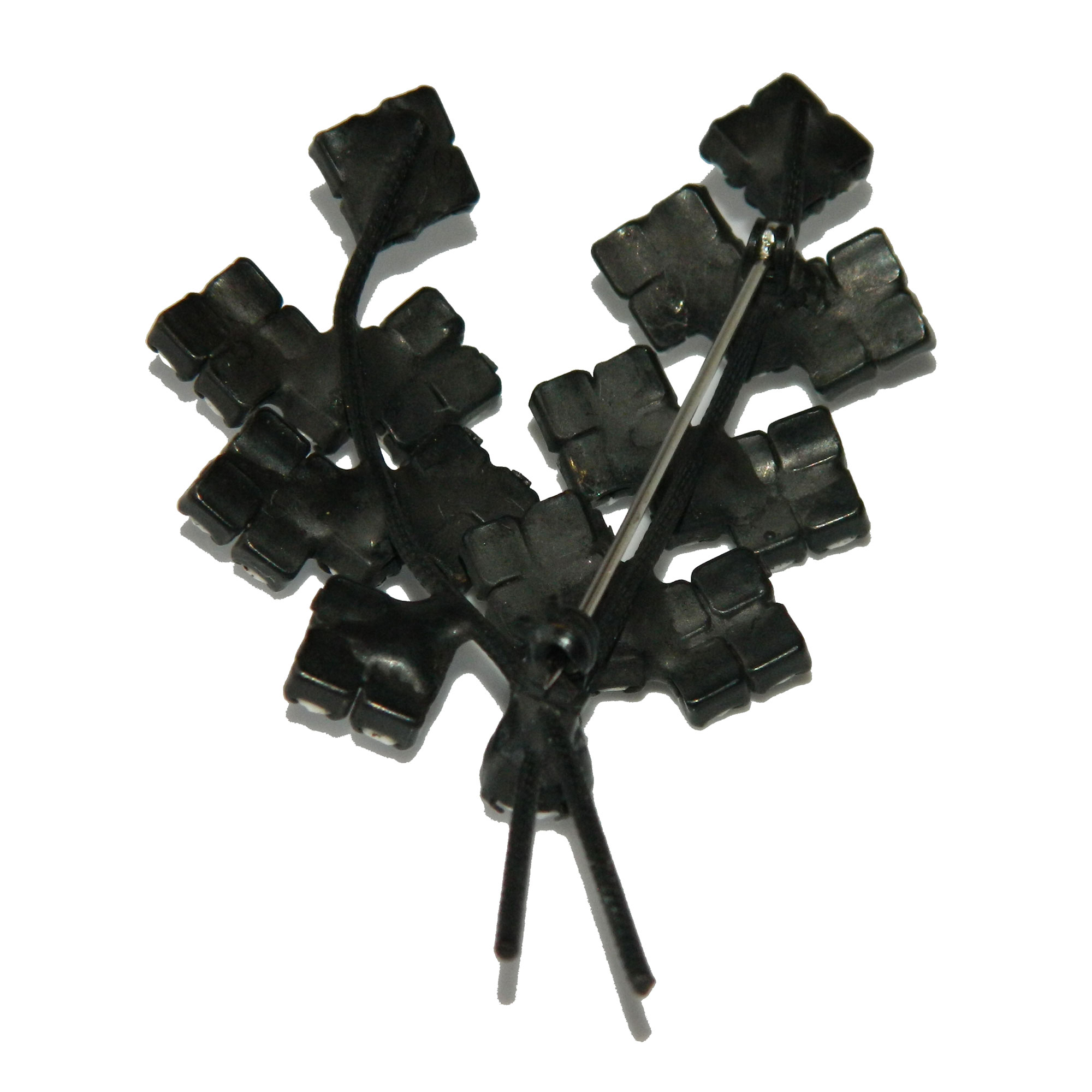 1950s black and white flower brooch