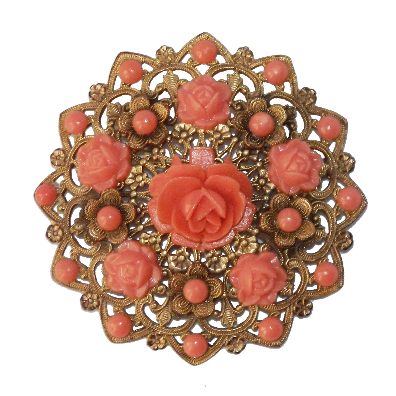 1930s celluloid floral brooch