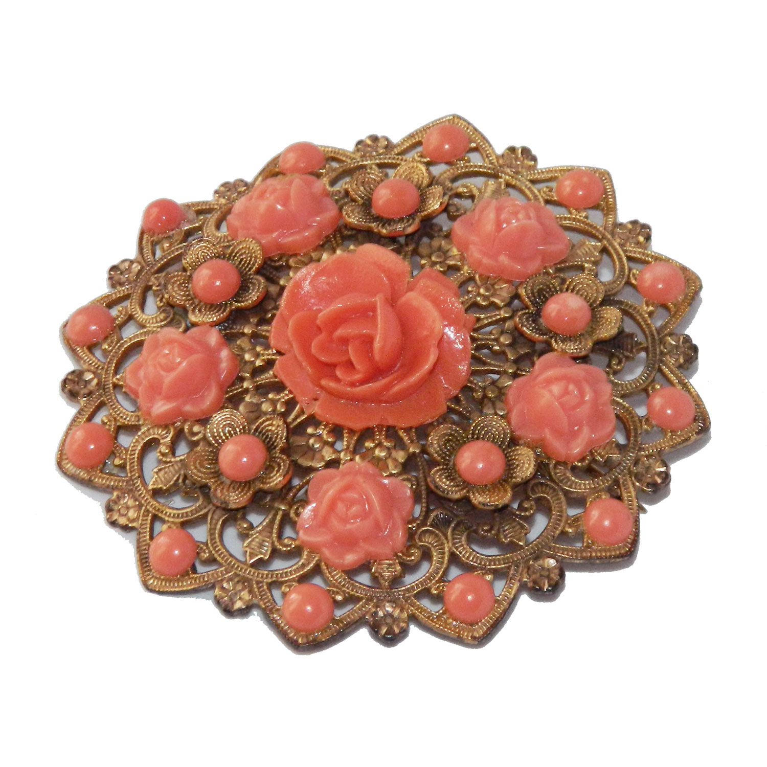 1930s celluloid floral brooch