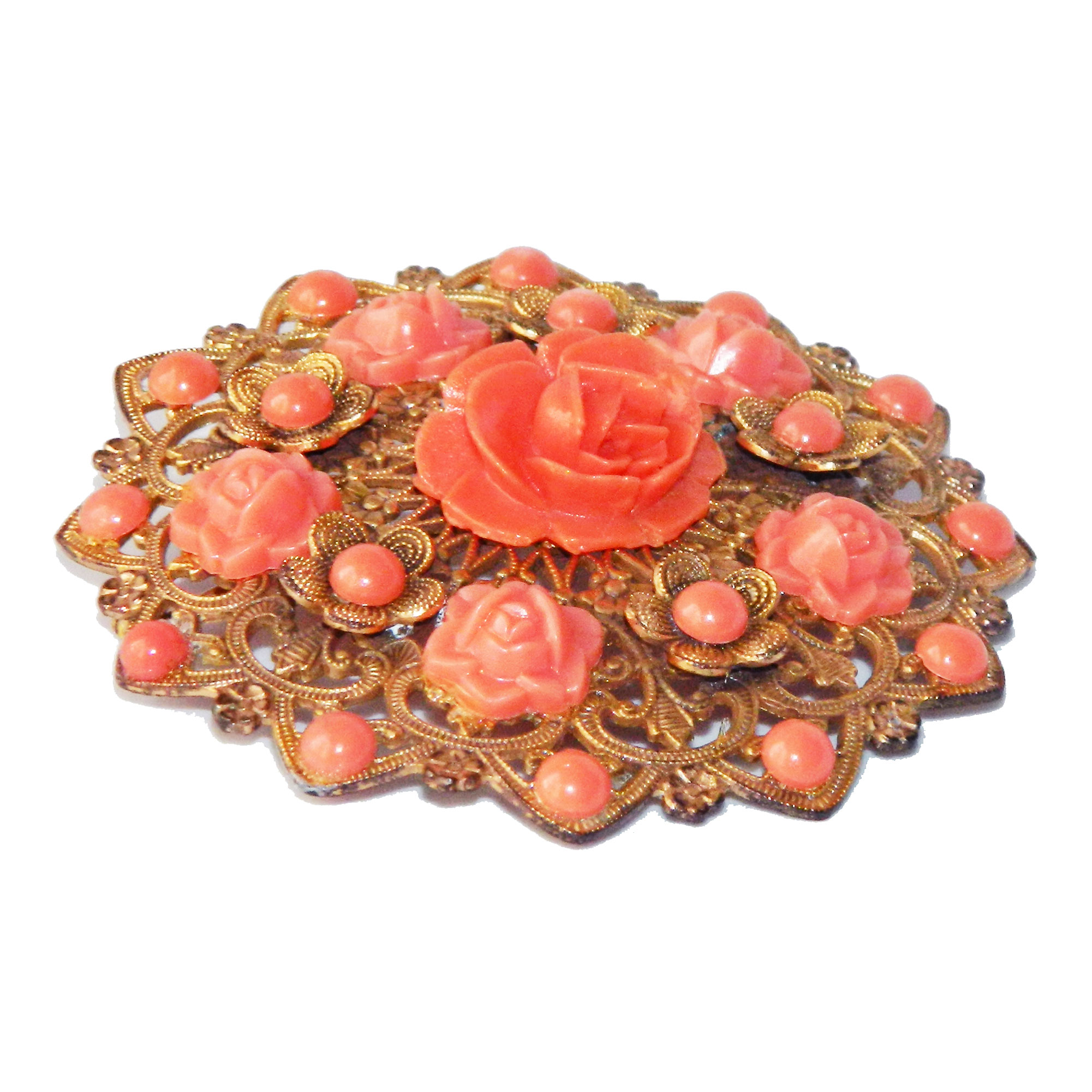 1930s celluloid floral brooch