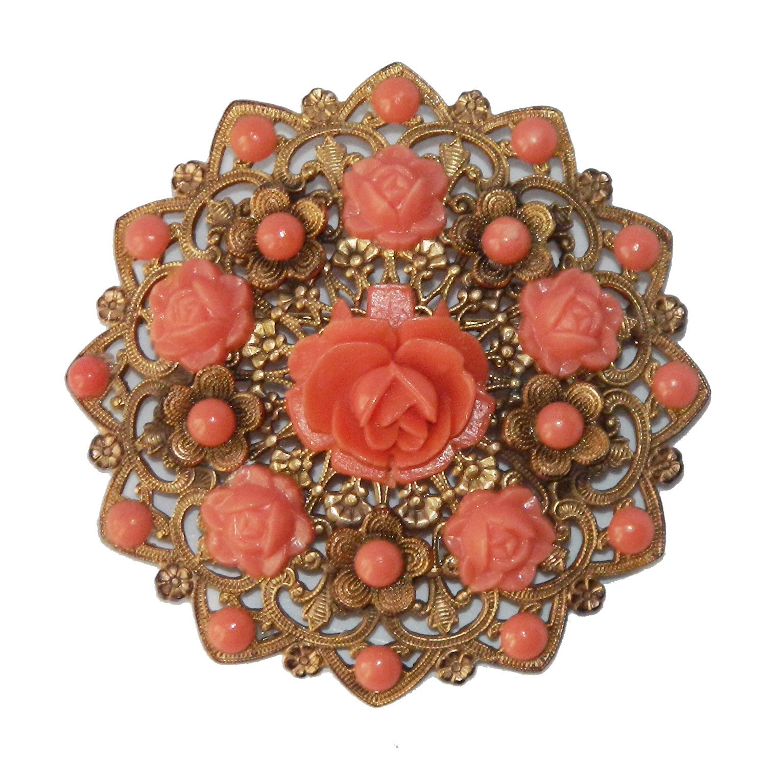 1930s celluloid floral brooch