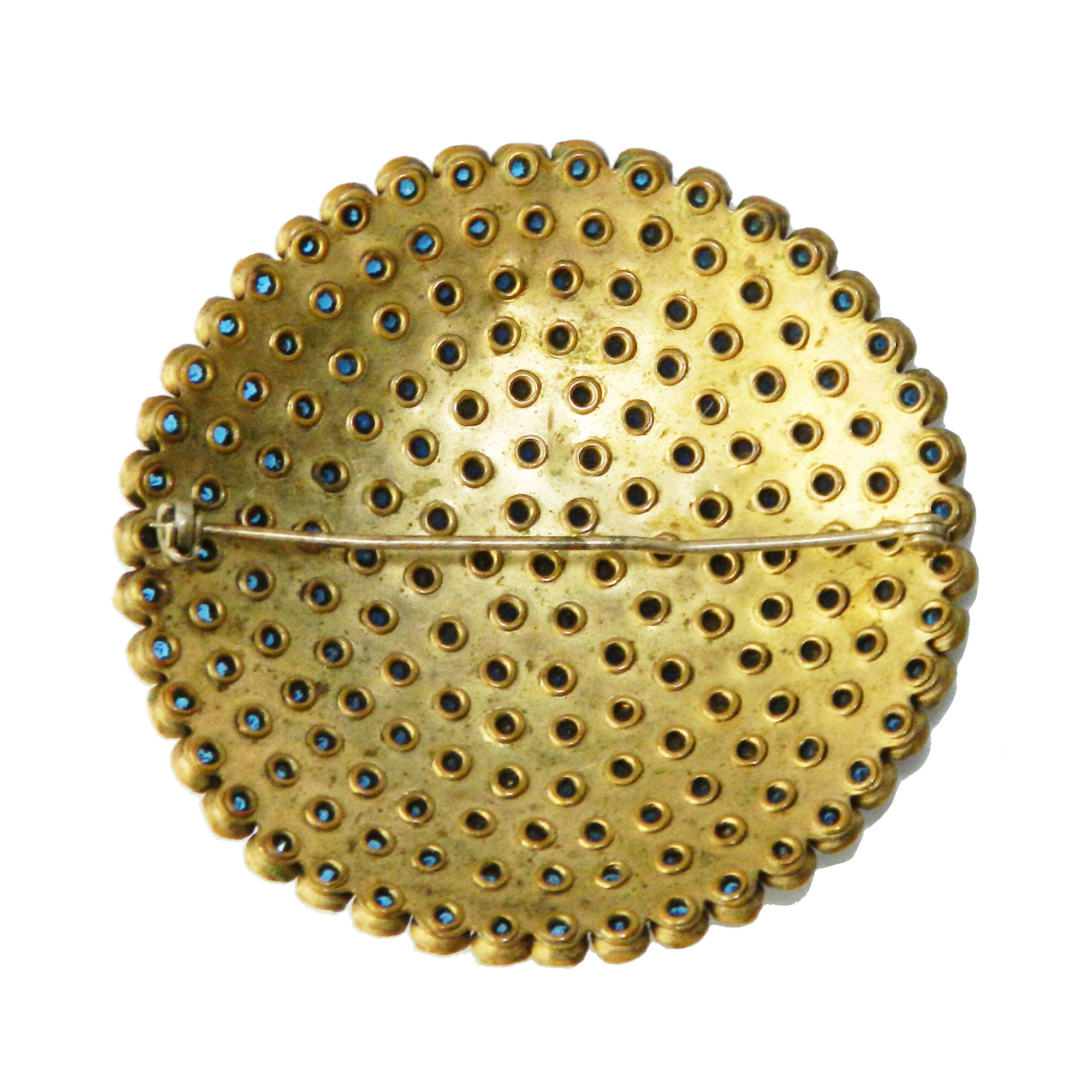 Blue rhinestone brooch