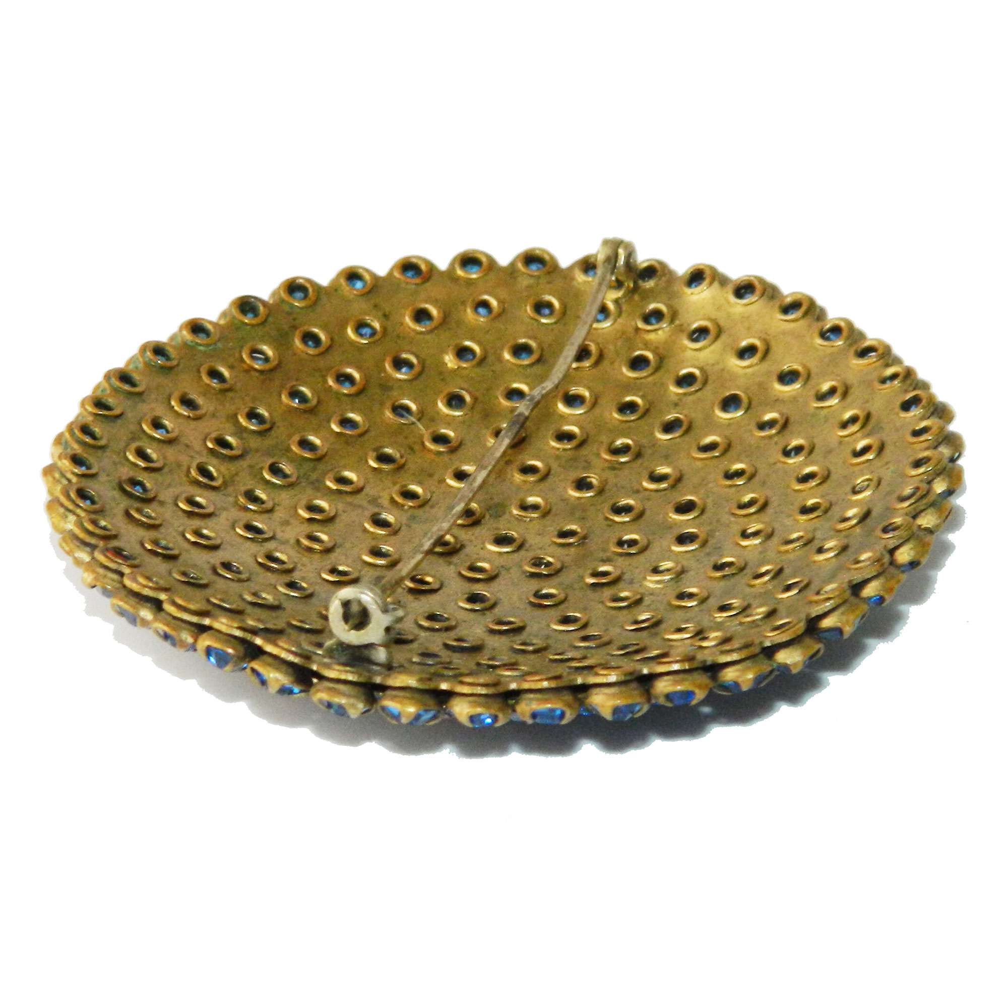 Blue rhinestone brooch