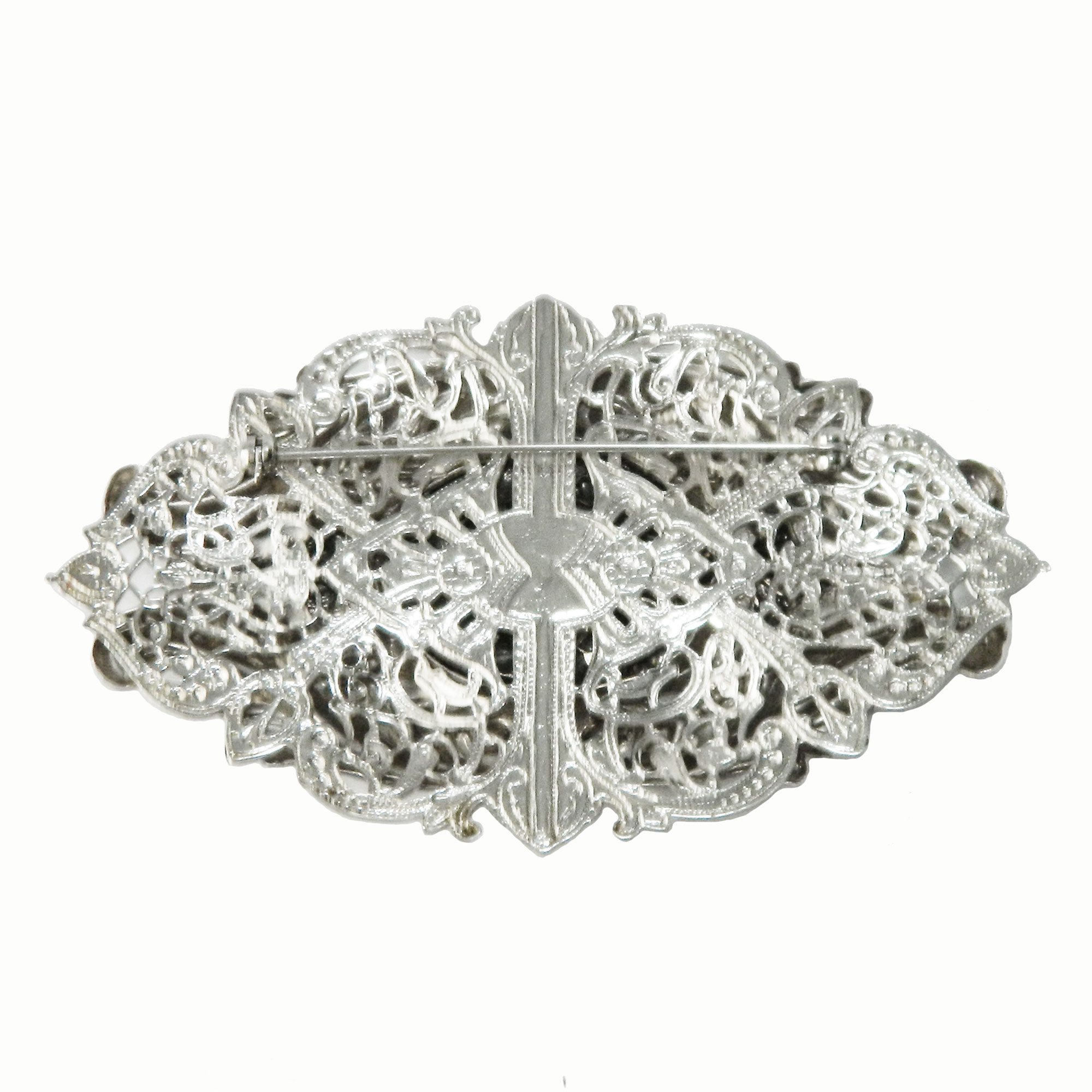 Silver metal floral brooch