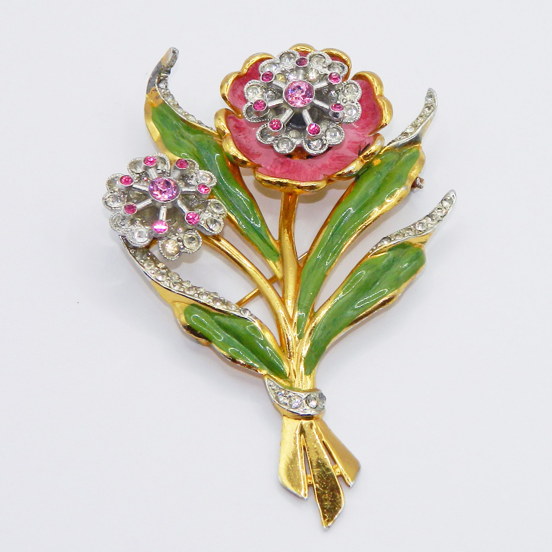 1940s Coro rhinestone brooch