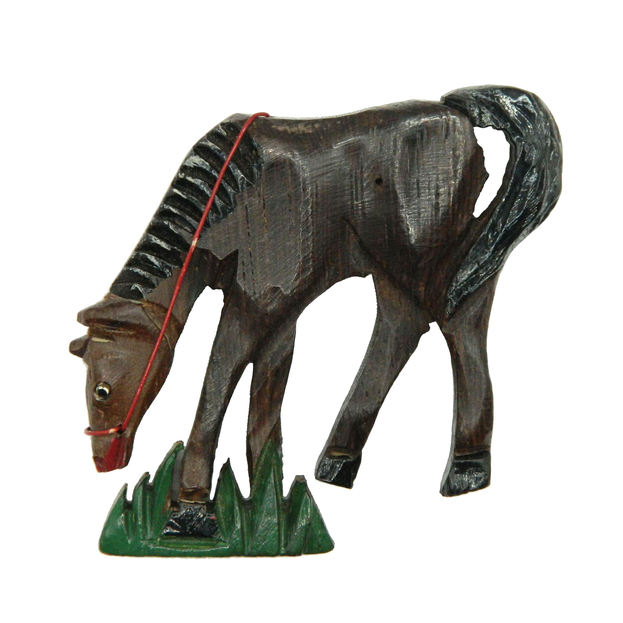 Hand carved rosewood horse brooch