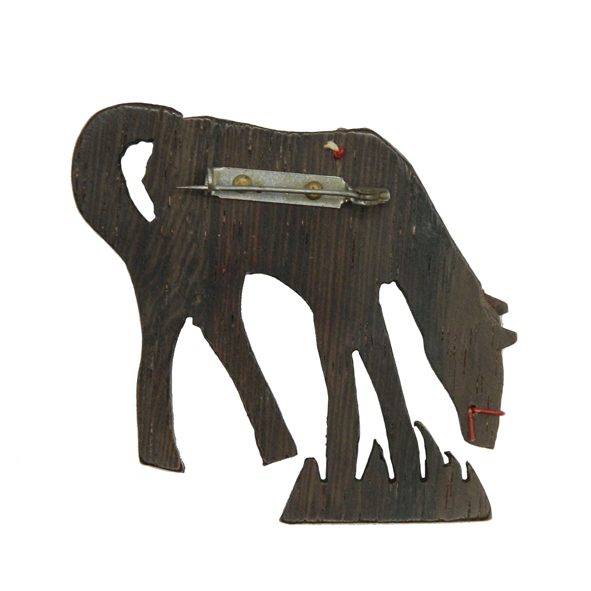Hand carved rosewood horse brooch