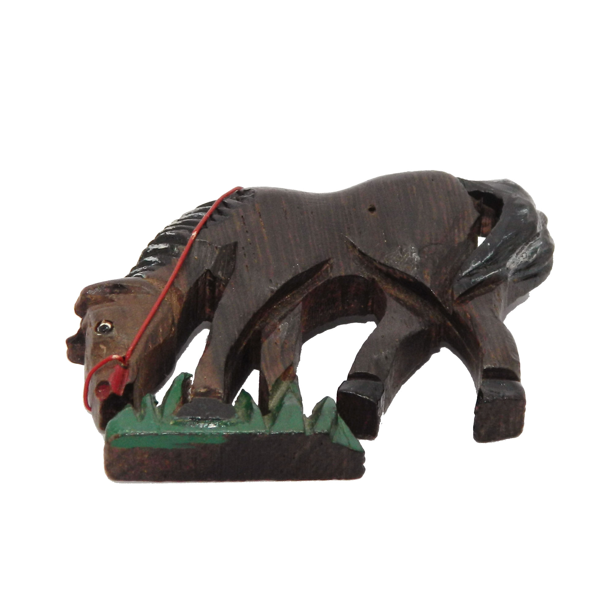 Hand carved rosewood horse brooch