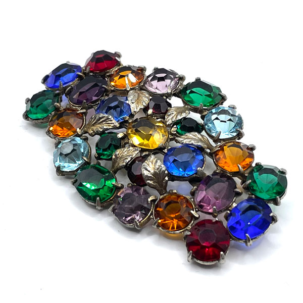 Multi color rhinestone brooch