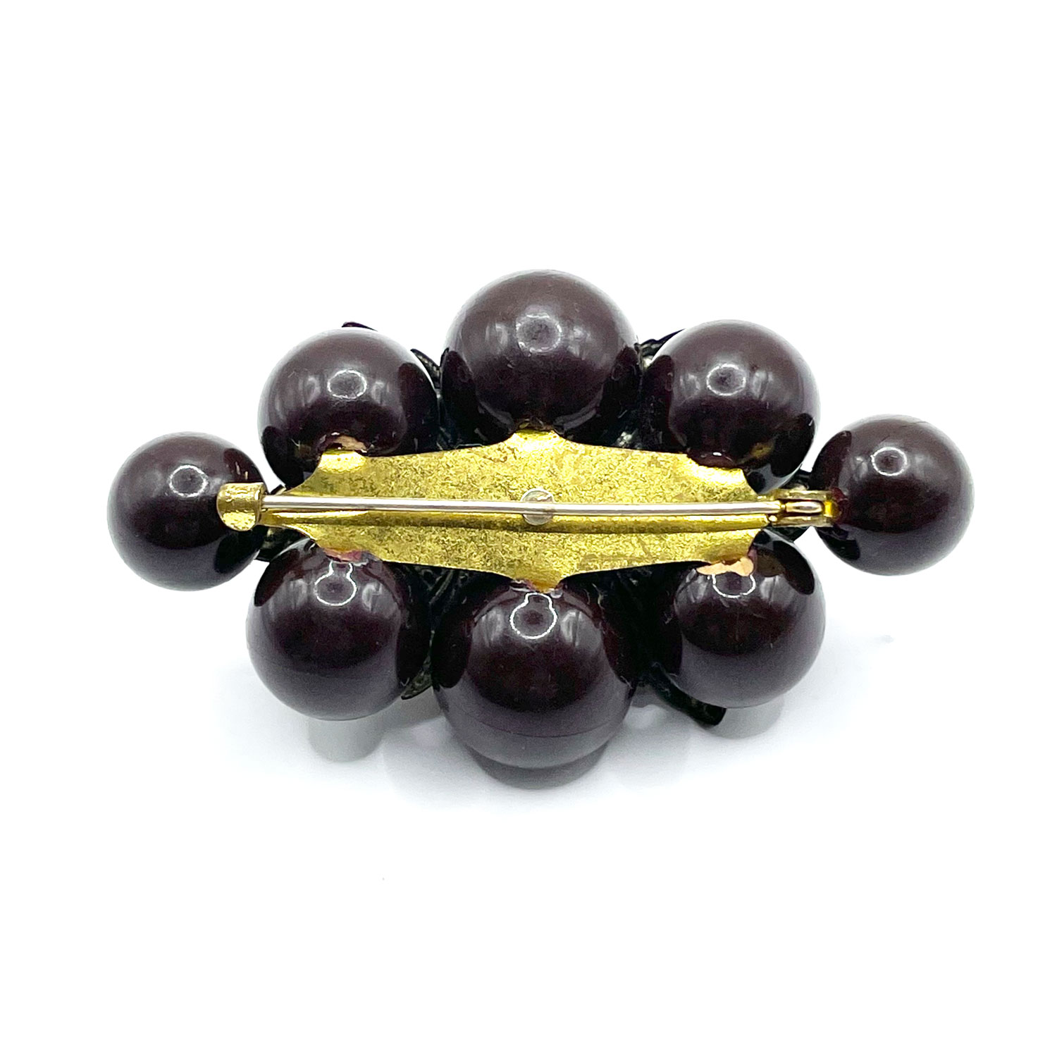 1930s celluloid floral rhinestone floral brooch
