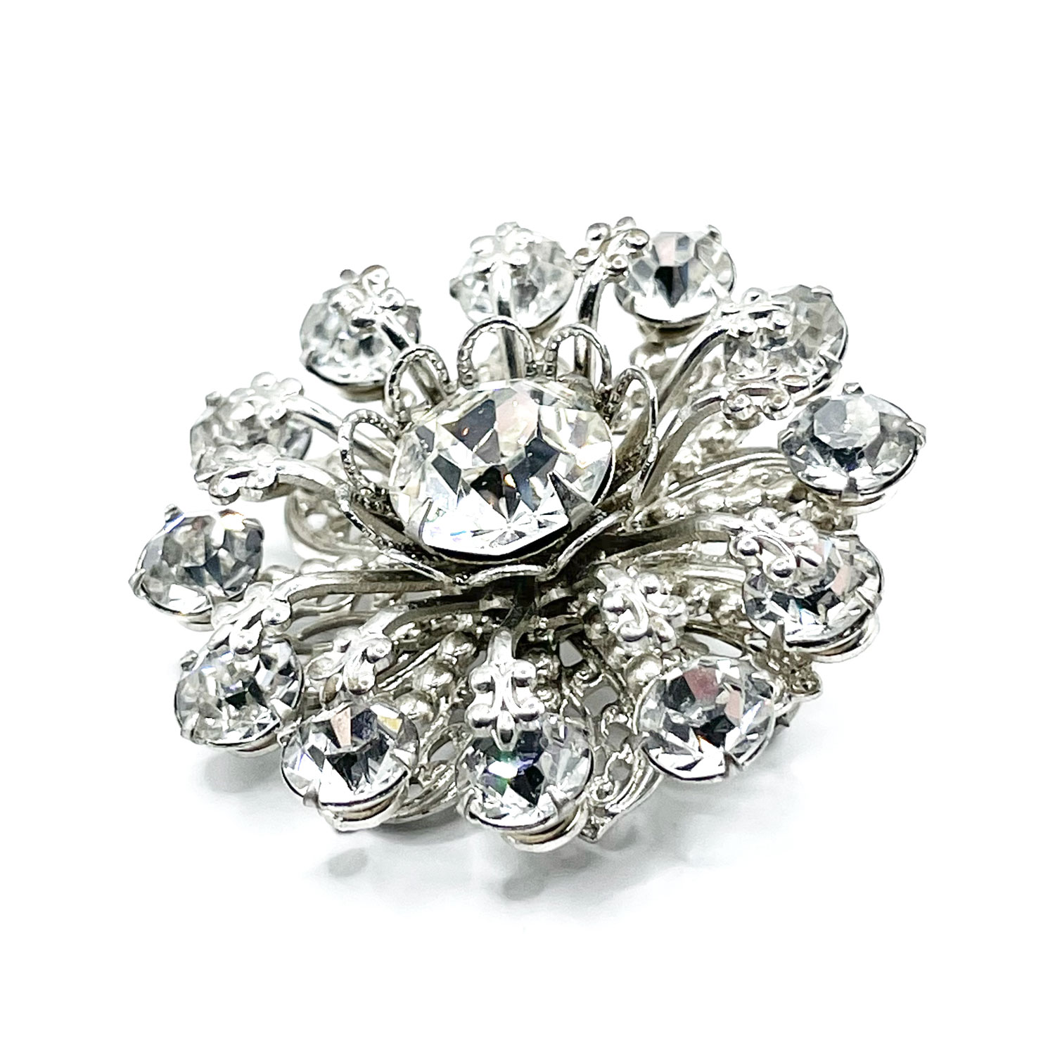 1950s rhinestone snowflake brooch