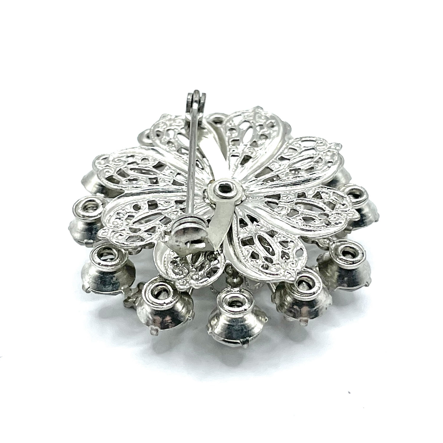 1950s rhinestone snowflake brooch