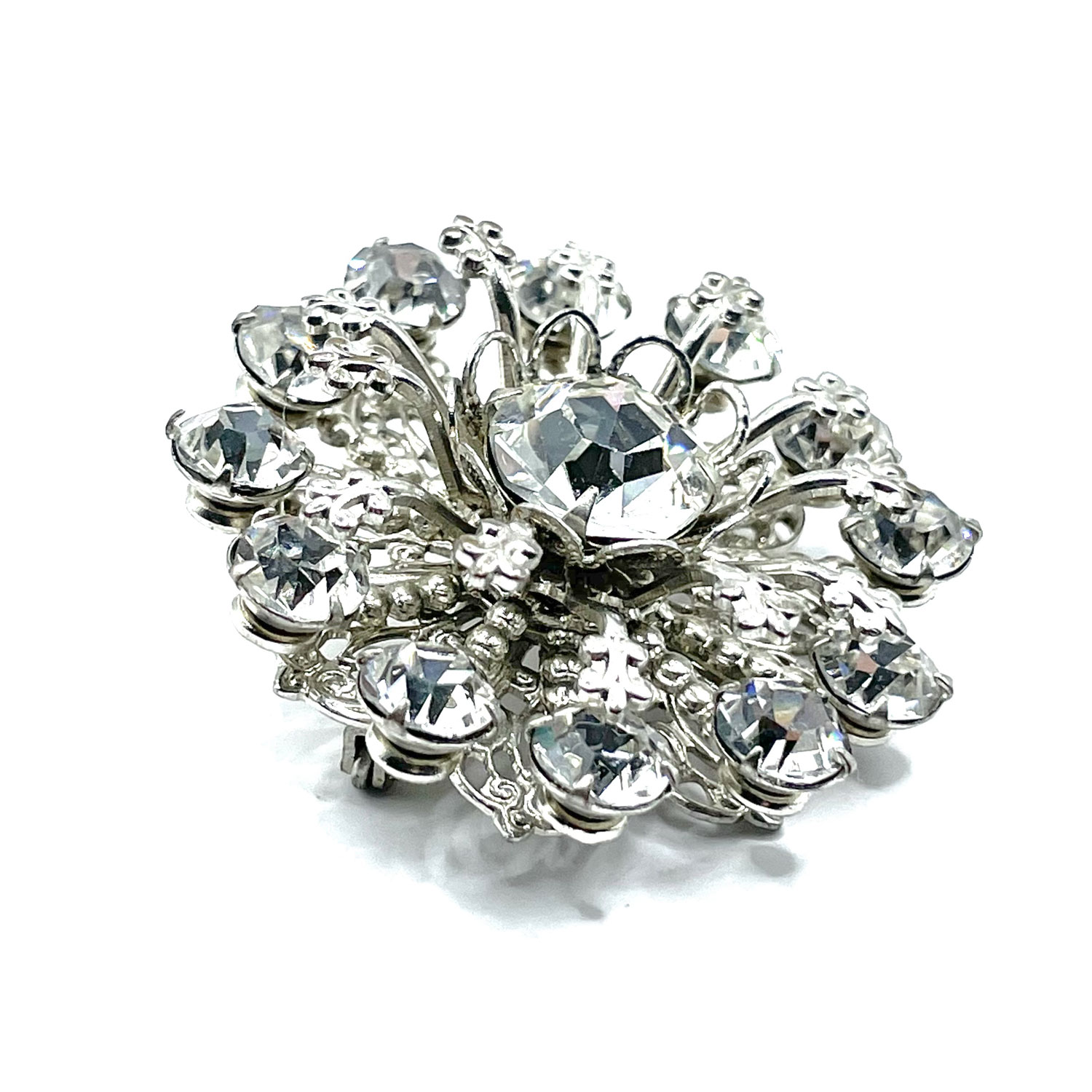 1950s rhinestone snowflake brooch