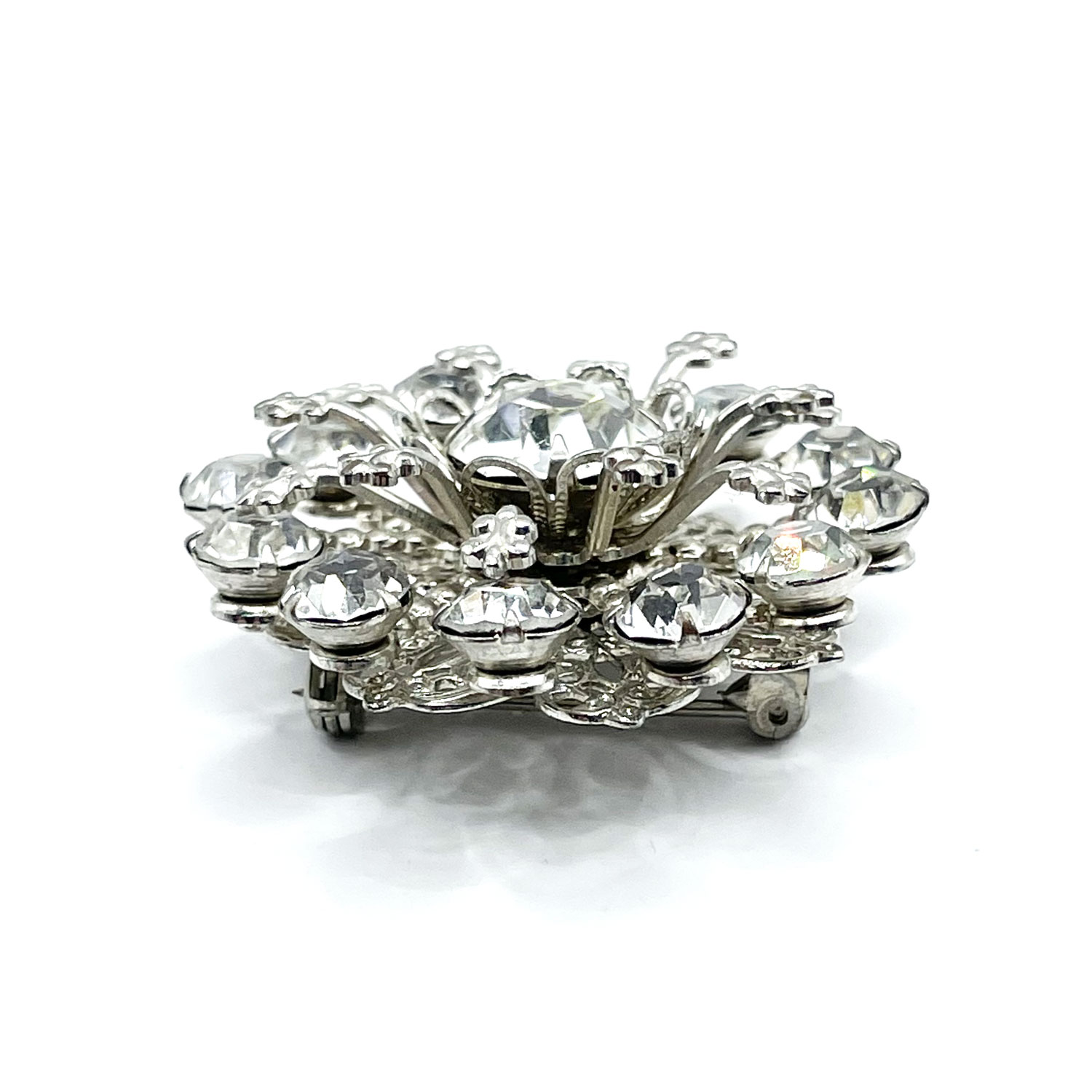 1950s rhinestone snowflake brooch