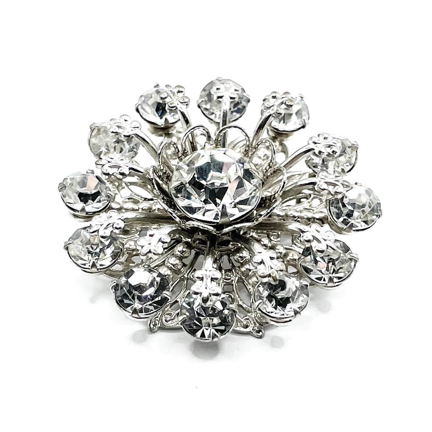 1950s rhinestone snowflake brooch