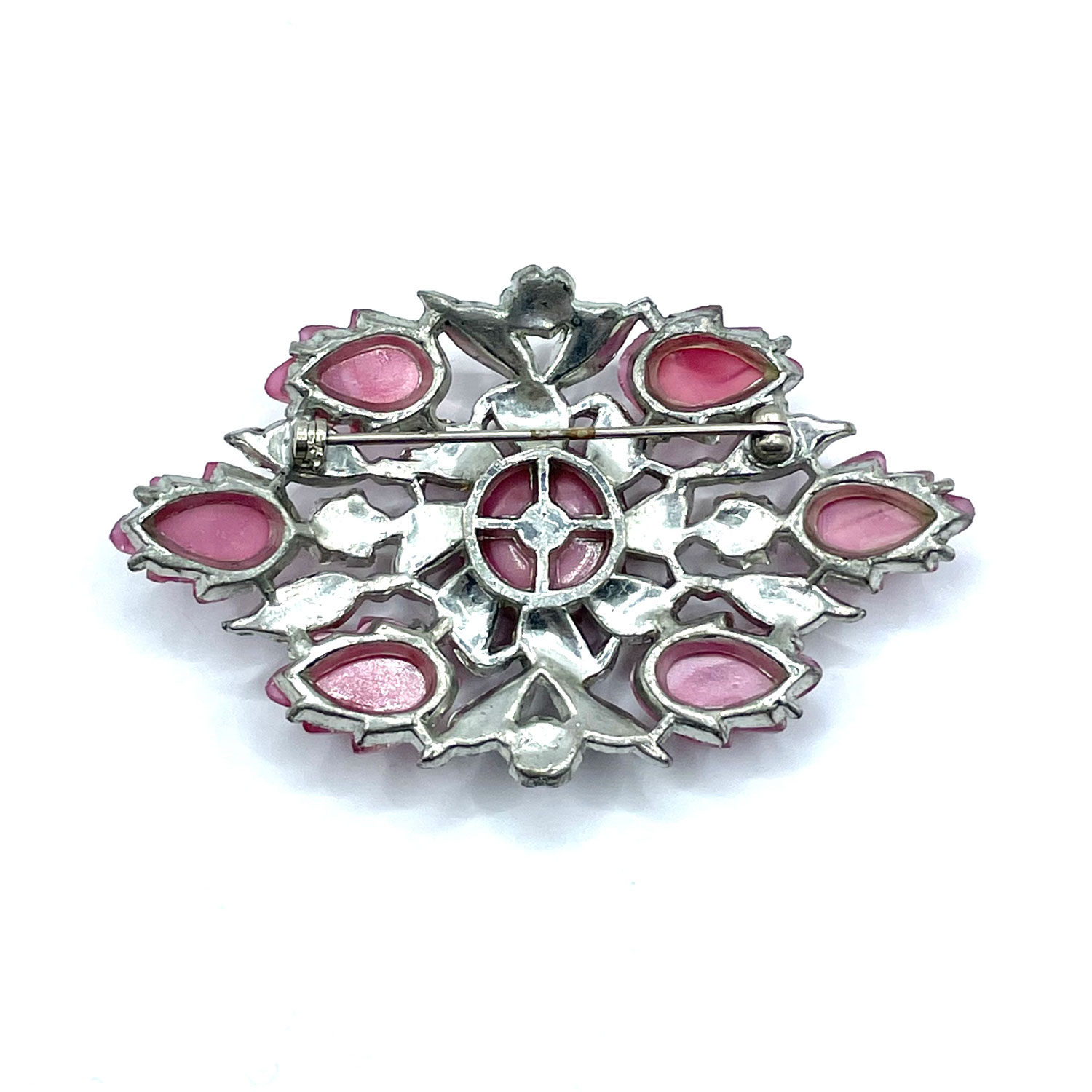 1930s rhinestone floral brooch