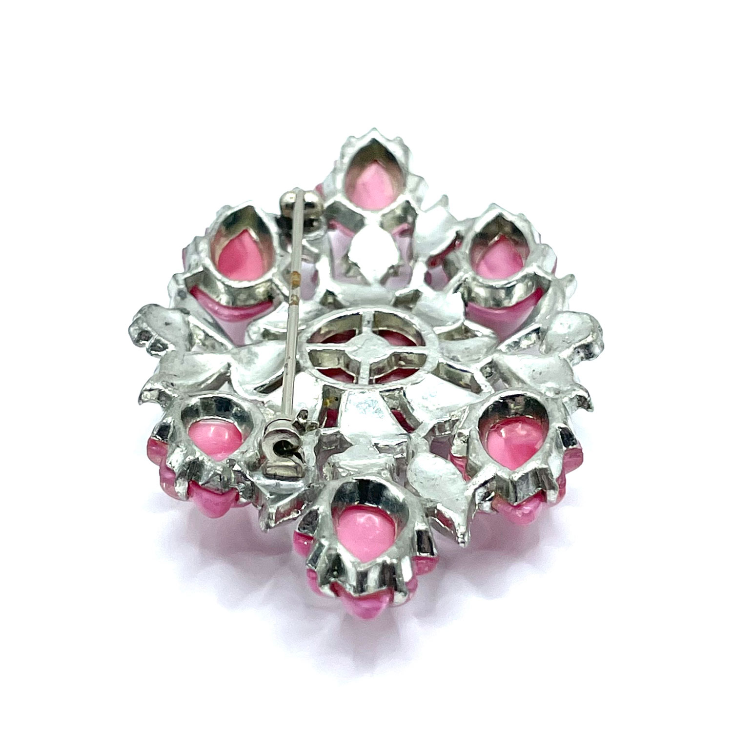 1930s rhinestone floral brooch