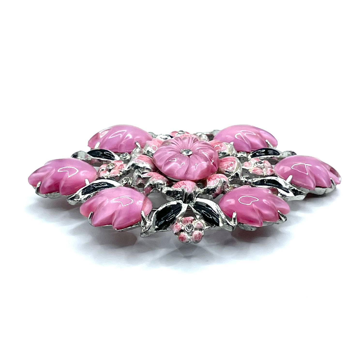 1930s rhinestone floral brooch