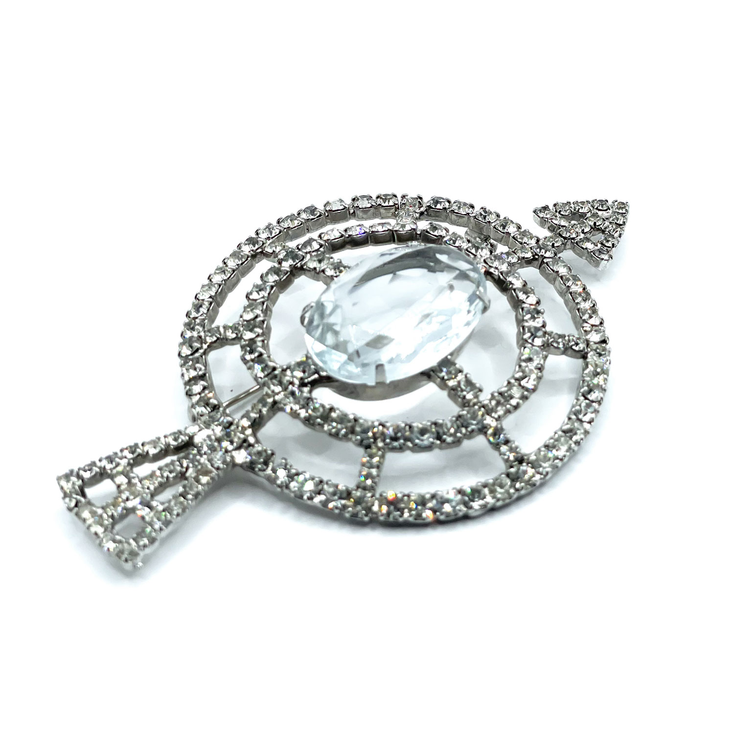 Rhinestone arrow brooch