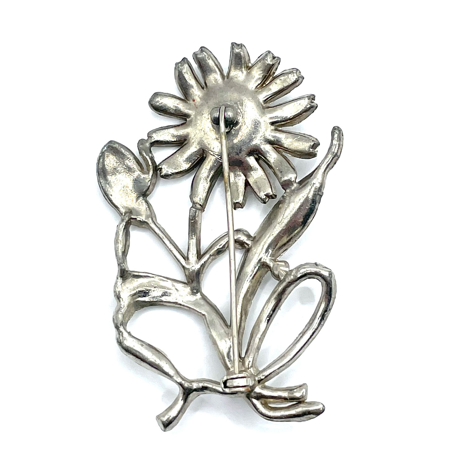 1930s rhinestone floral brooch