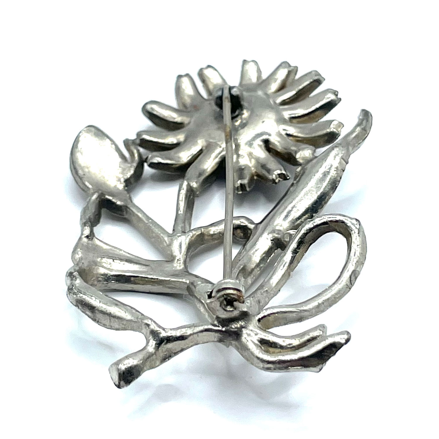 1930s rhinestone floral brooch
