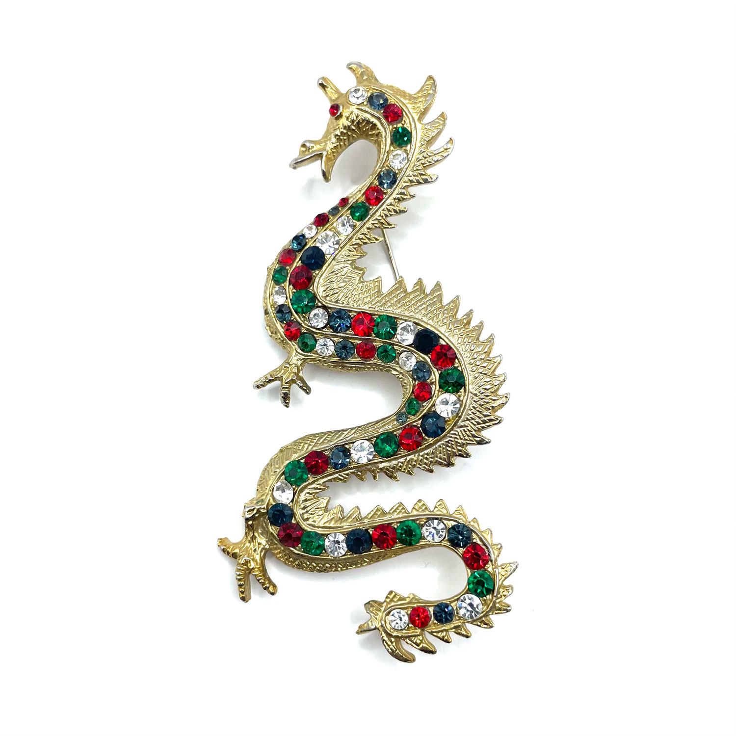 Rhinestone Chinese dragon brooch